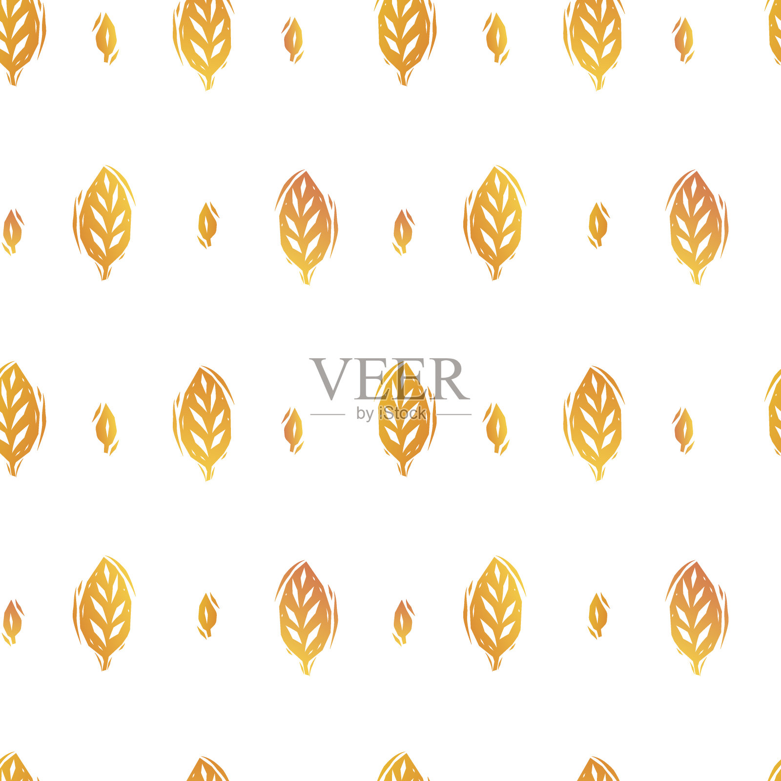 金黄的秋叶和树木微妙的无缝格局，向量插画图片素材