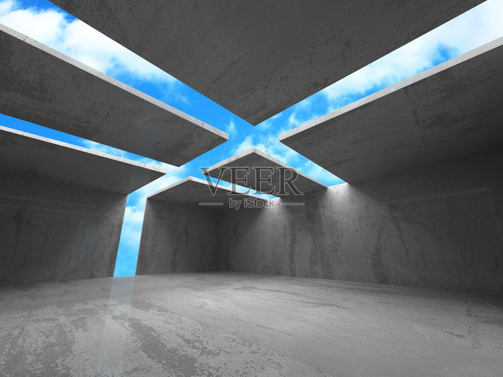 黑暗的空房间。具体的生锈的墙壁。架构的背景照片摄影图片