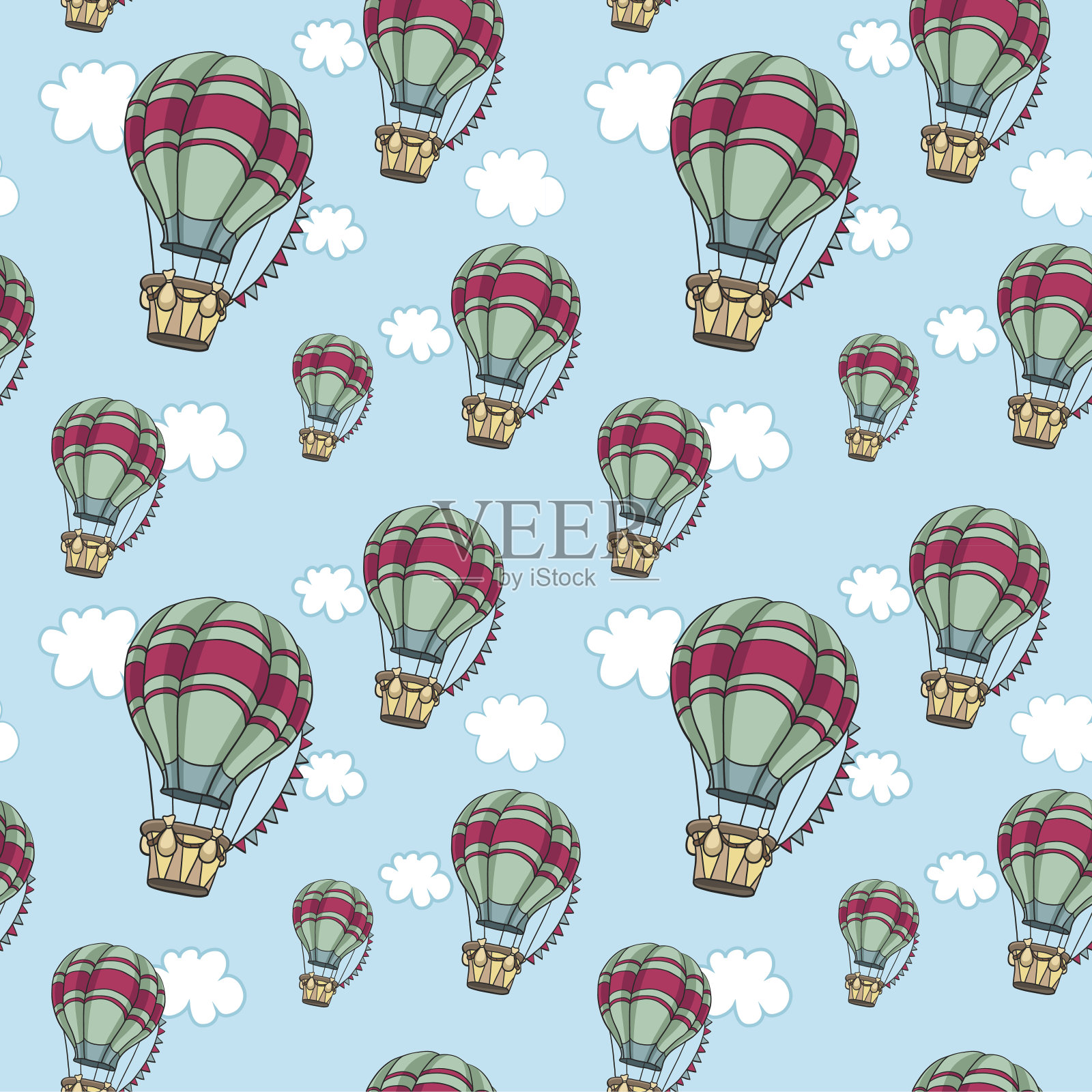 热气球在天空中。插画图片素材