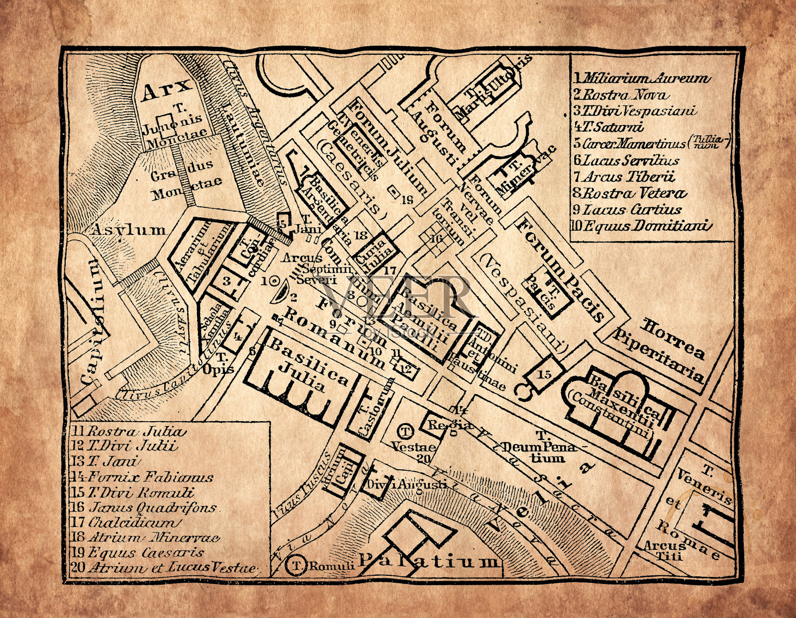 罗马论坛地图插画图片素材