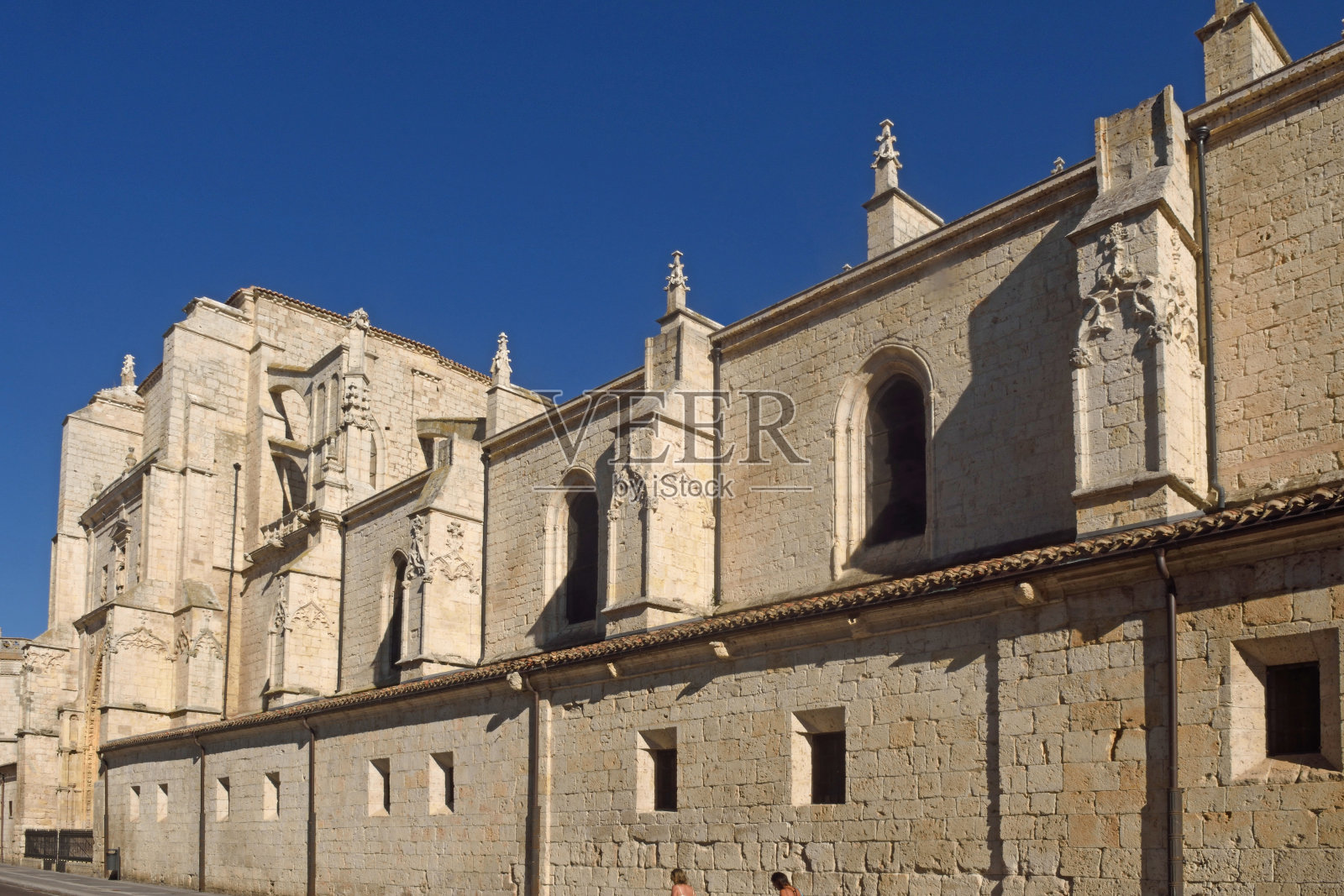 西班牙卡斯蒂利亚莱昂帕伦西亚大教堂后立面(圣胡安门洛斯雷耶斯)照片摄影图片