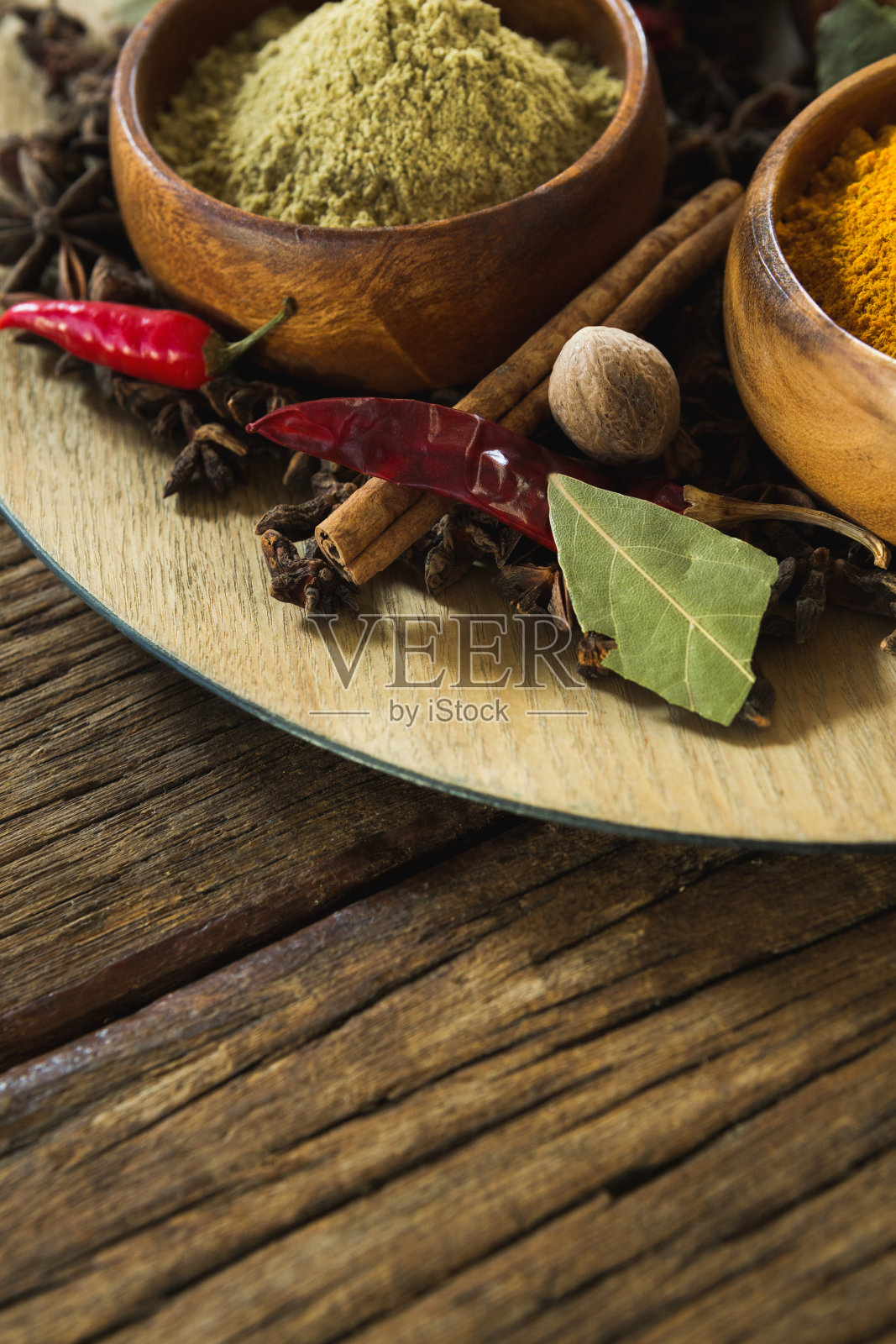 盘子里的各种香料照片摄影图片