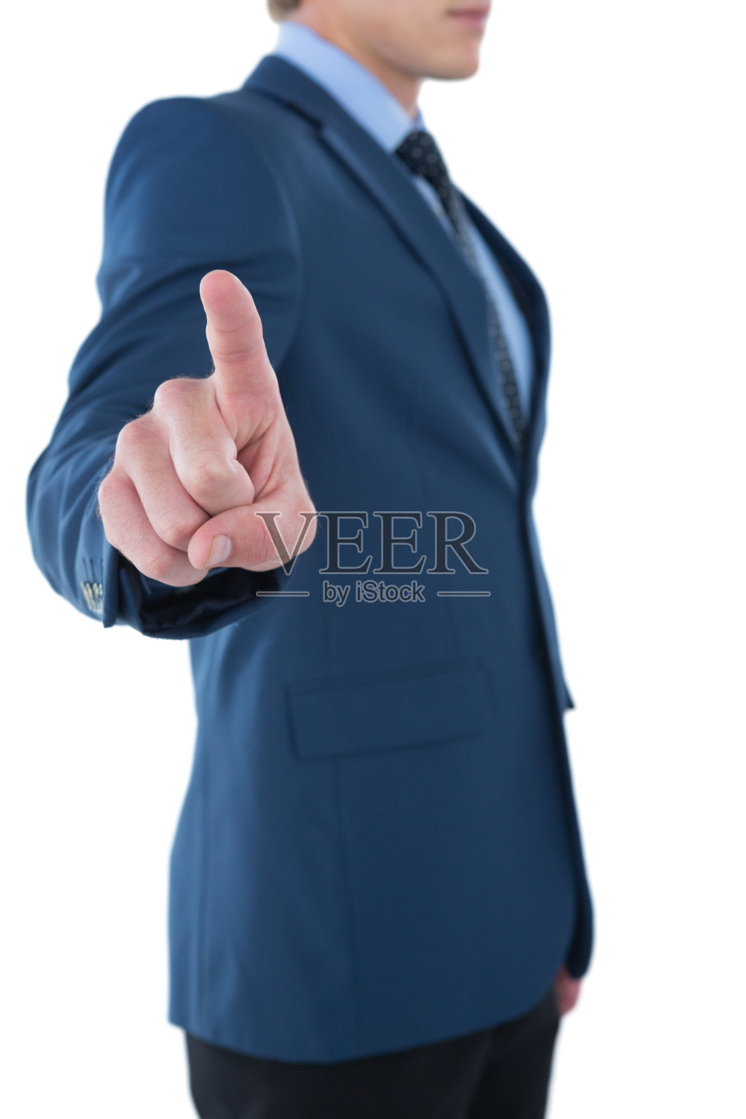 商人使用无形虚拟界面的侧视图照片摄影图片