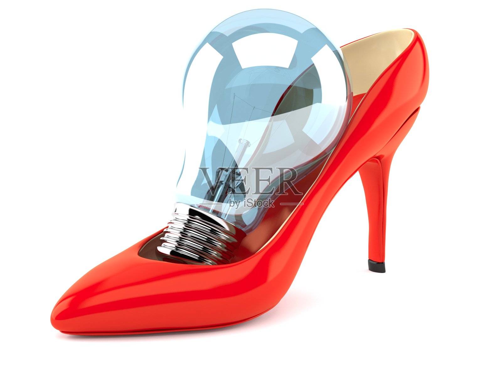 红色后跟配灯泡照片摄影图片