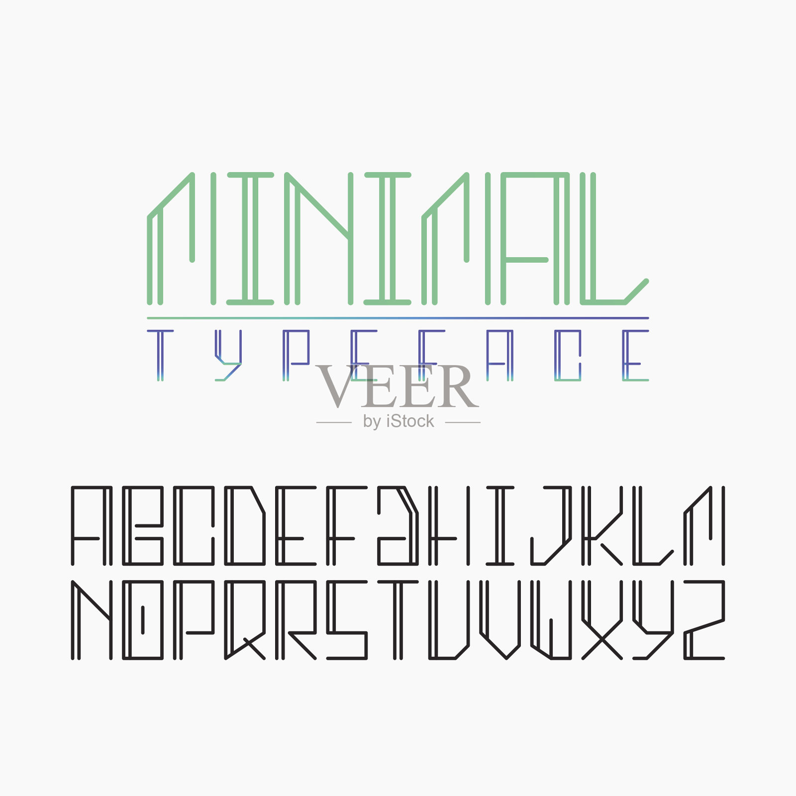 最小大写字母向量集。现代字体插画图片素材