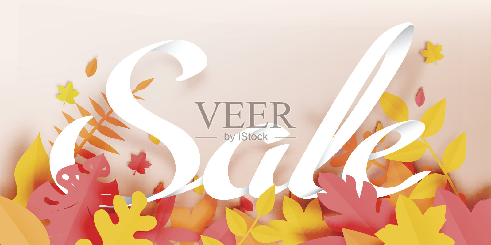 秋叶剪纸风格设计元素图片