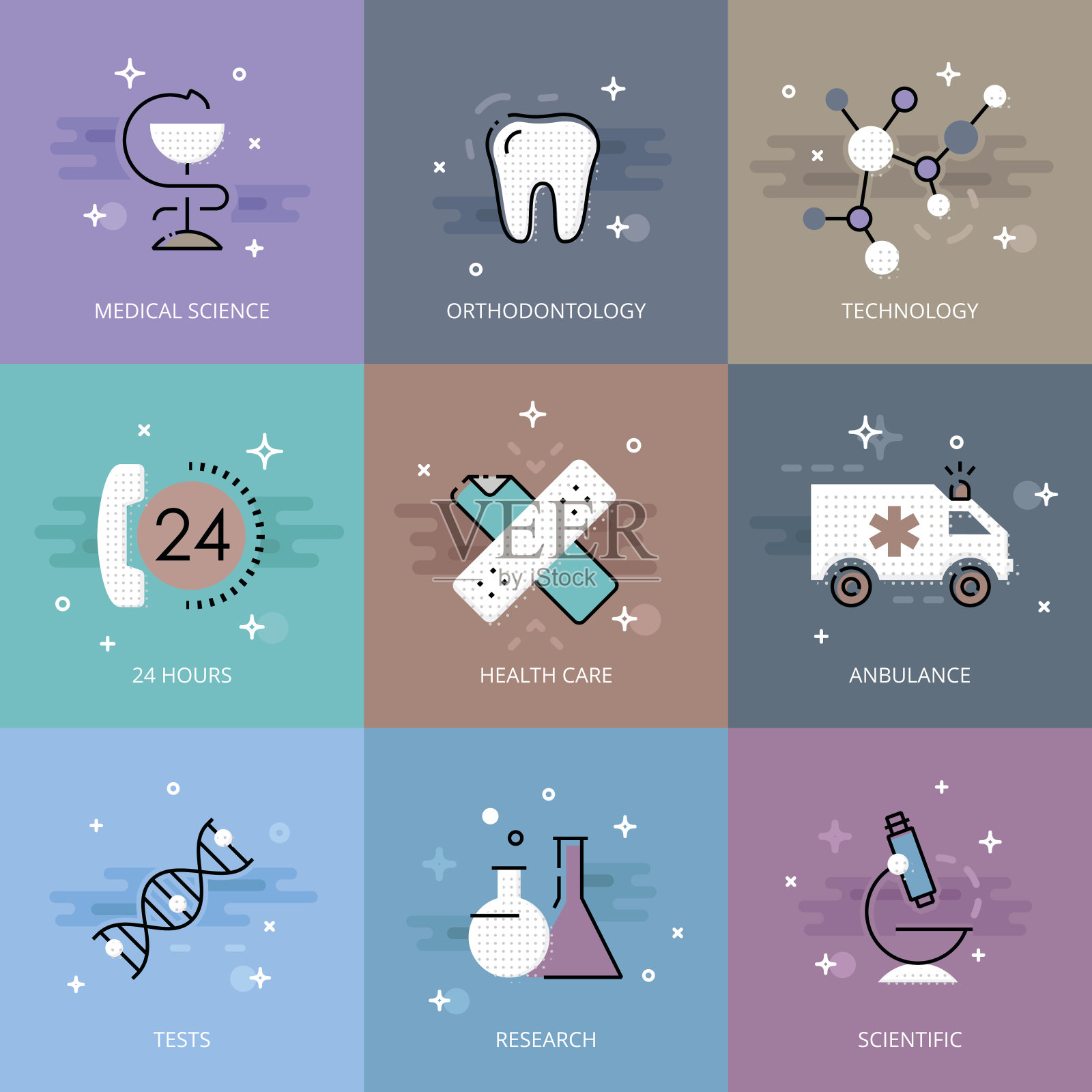 医学科学和医学元素插画图片素材