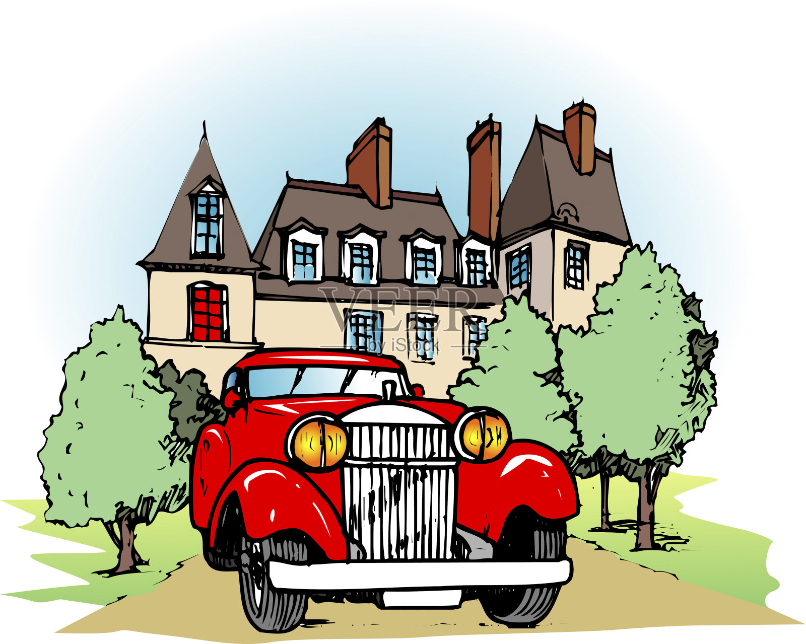 经典的汽车插画图片素材