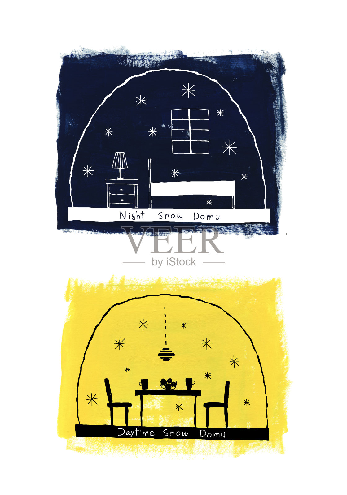 里面有雪花的玻璃插画图片素材