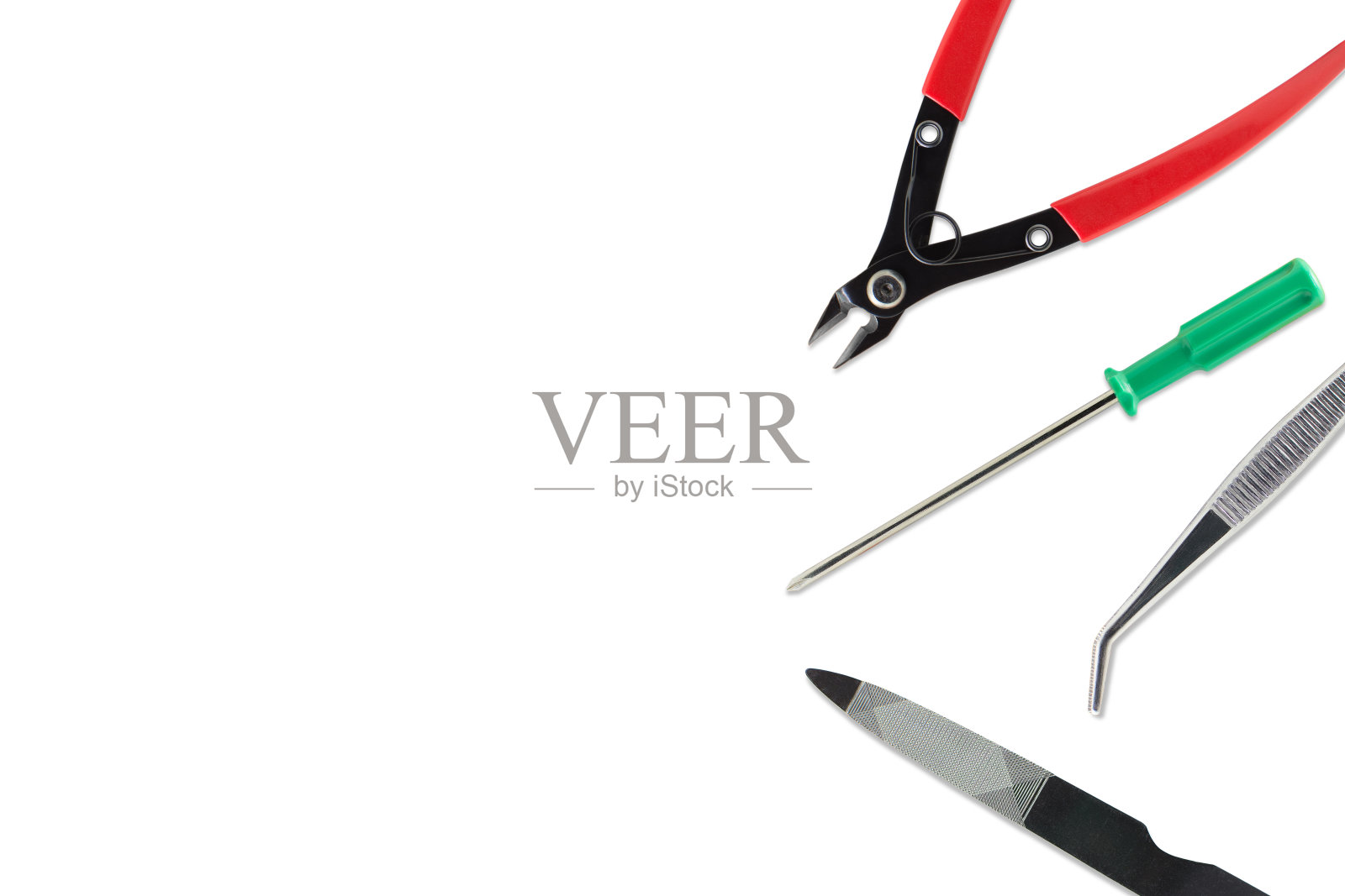 工匠在业余工作中使用的工具组。照片摄影图片