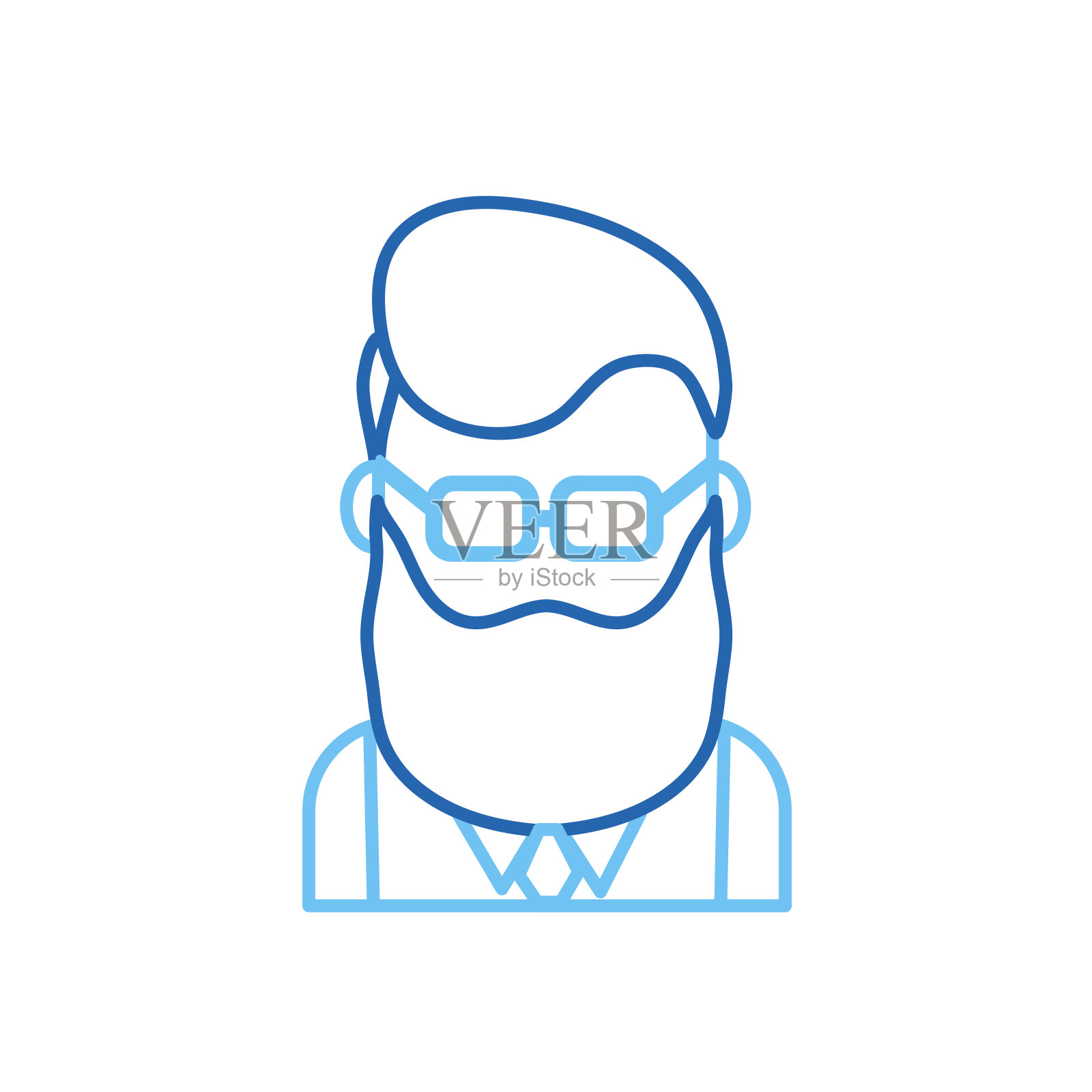 剪影可爱的男子与发型设计和衬衫设计元素图片