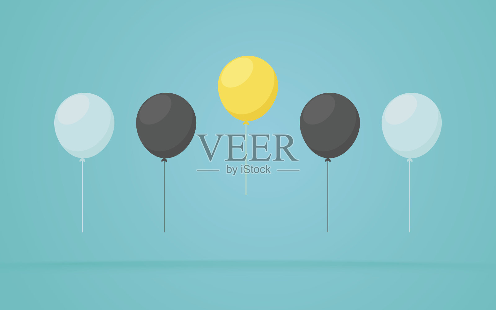 从人群中脱颖而出。突出独特的黄色气球。商业成功的概念。独特性、领导力、独立性、主动性、战略、异议、与众不同的想法。插画图片素材