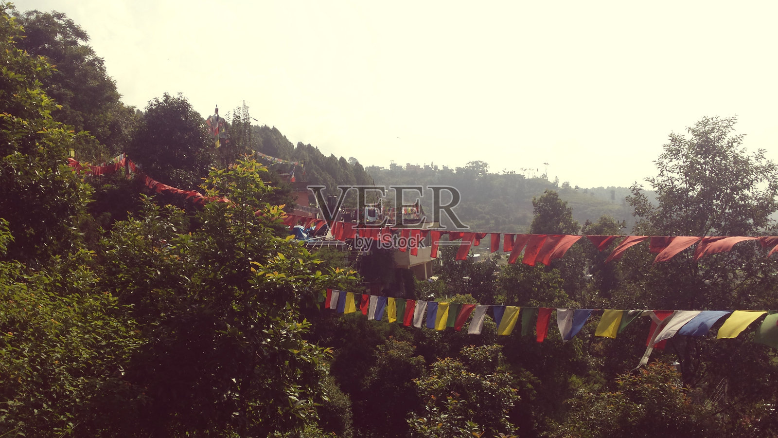 加德满都的佛教旗帜照片摄影图片