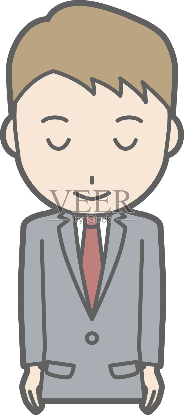 插图是一个穿着西装的商人微笑着打了个蝴蝶结设计元素图片