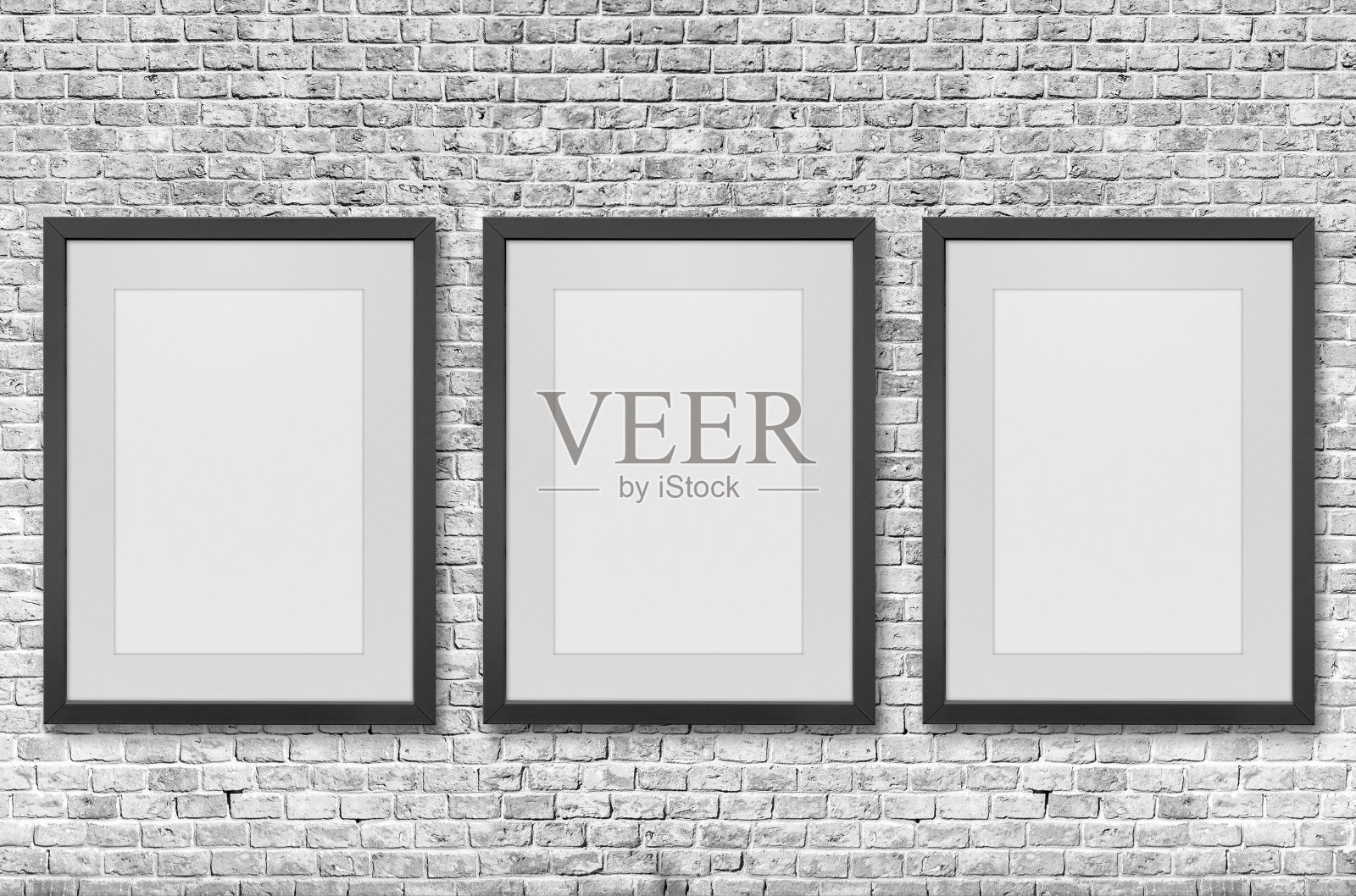 砖墙上的相框照片摄影图片