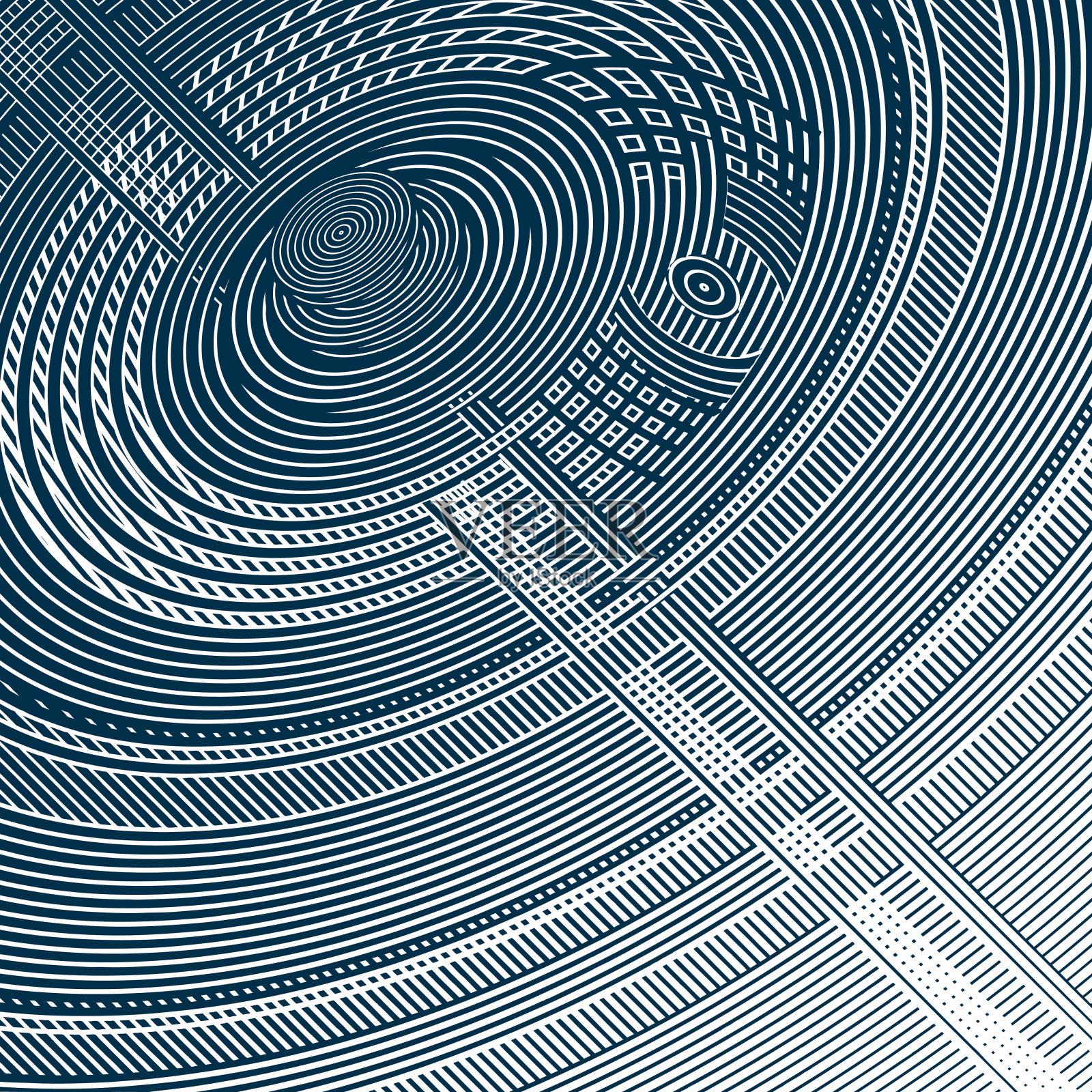 线条艺术与同心圆的未来主义半色调图案。网络空间。插画图片素材