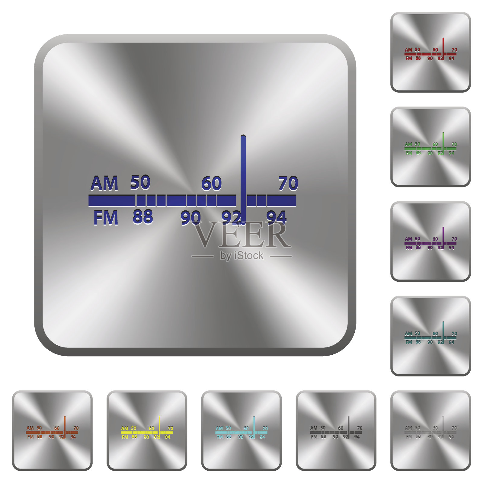 无线电调谐器圆角方钢按钮设计元素图片