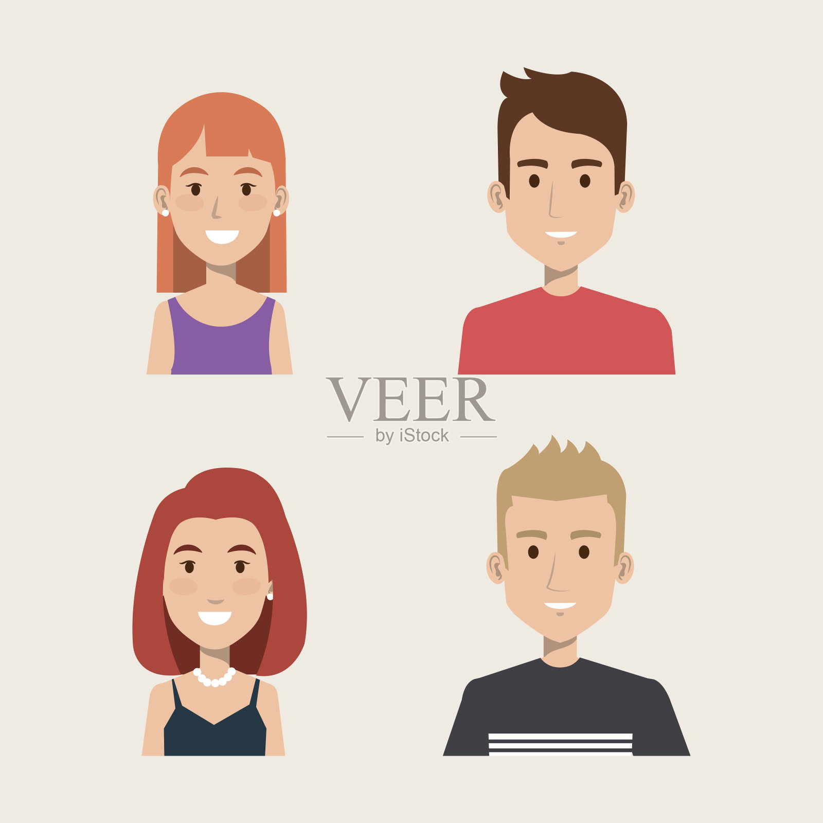 一组人描绘学生年轻的风格插画图片素材