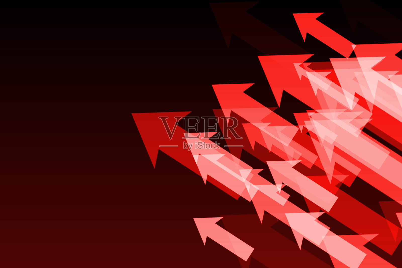 闪亮的红色箭头在黑色的背景照片摄影图片