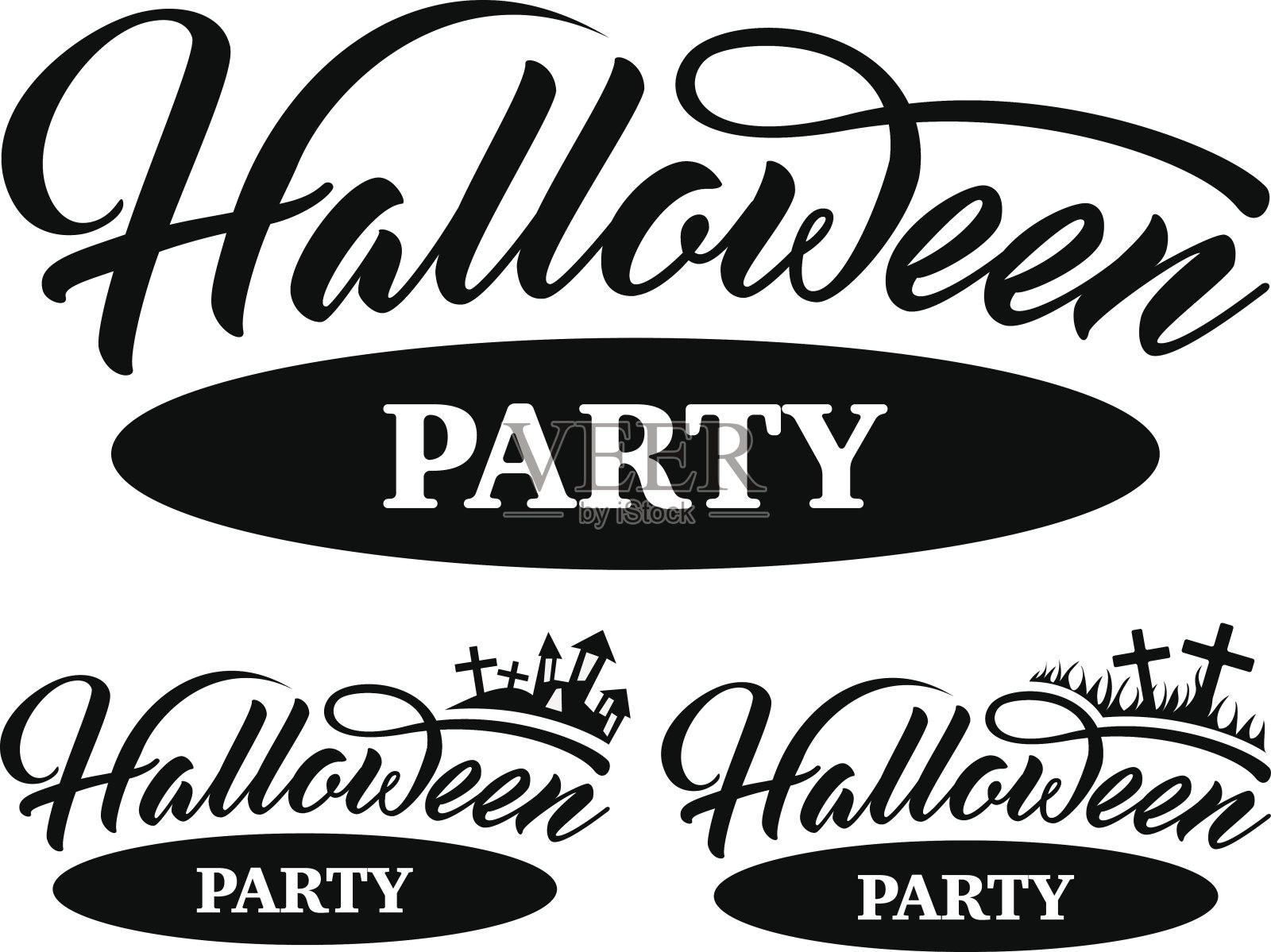 刻字万圣节派对插画图片素材