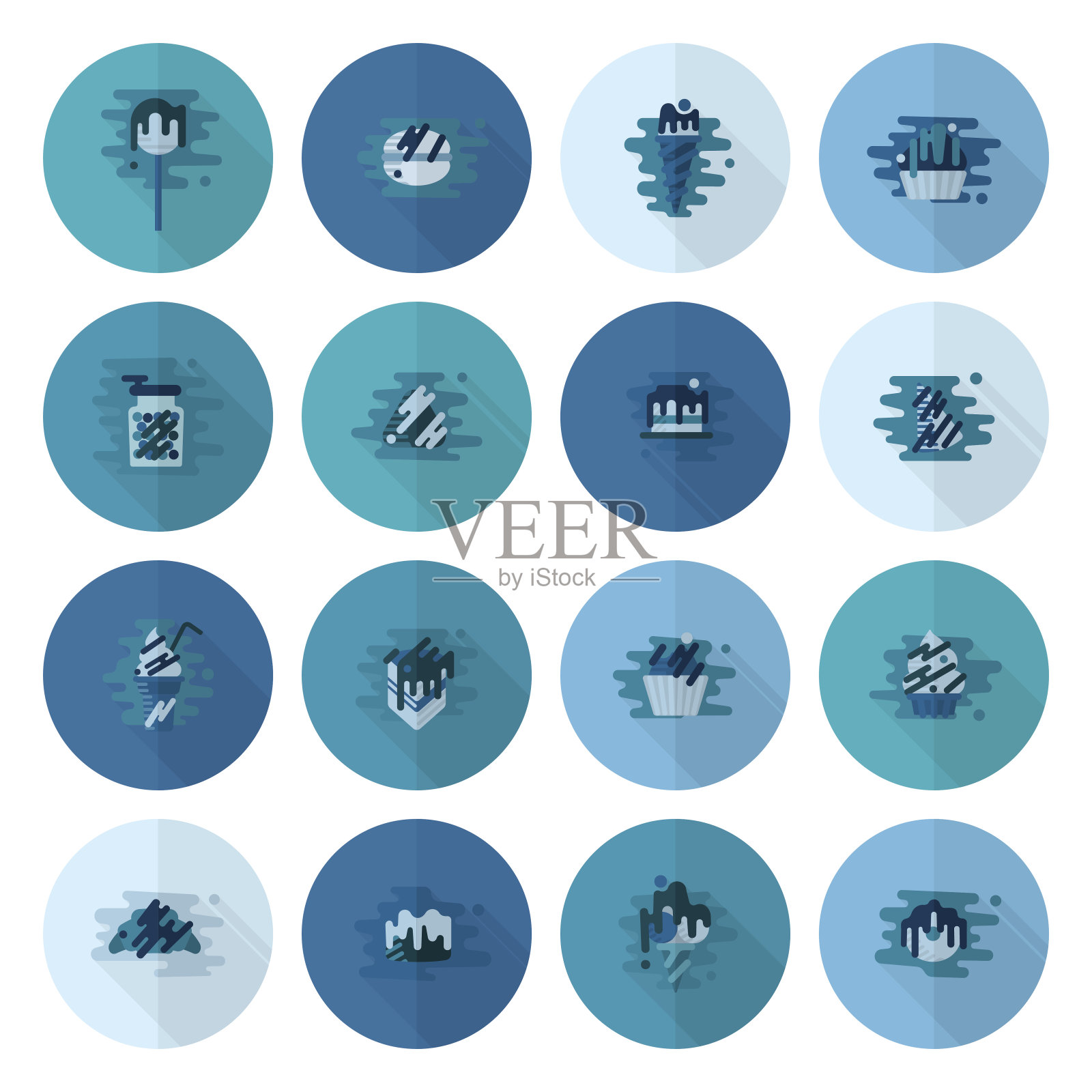 甜点图标设置在现代平面设计风格插画图片素材