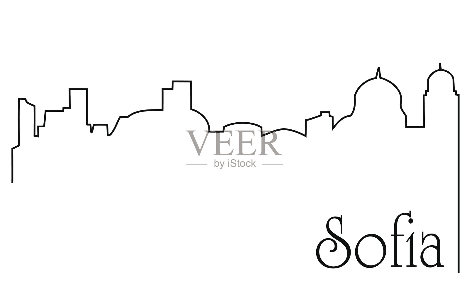 索非亚城一线画插画图片素材