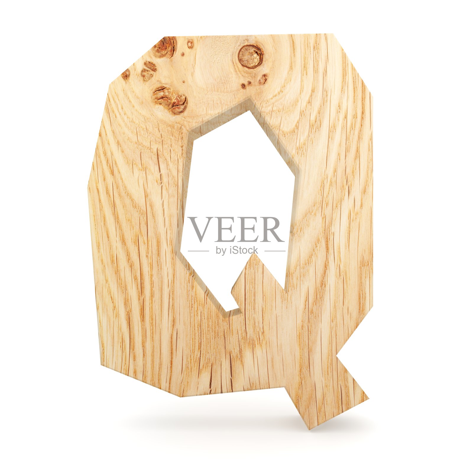 3D装饰木字母，大写字母Q照片摄影图片