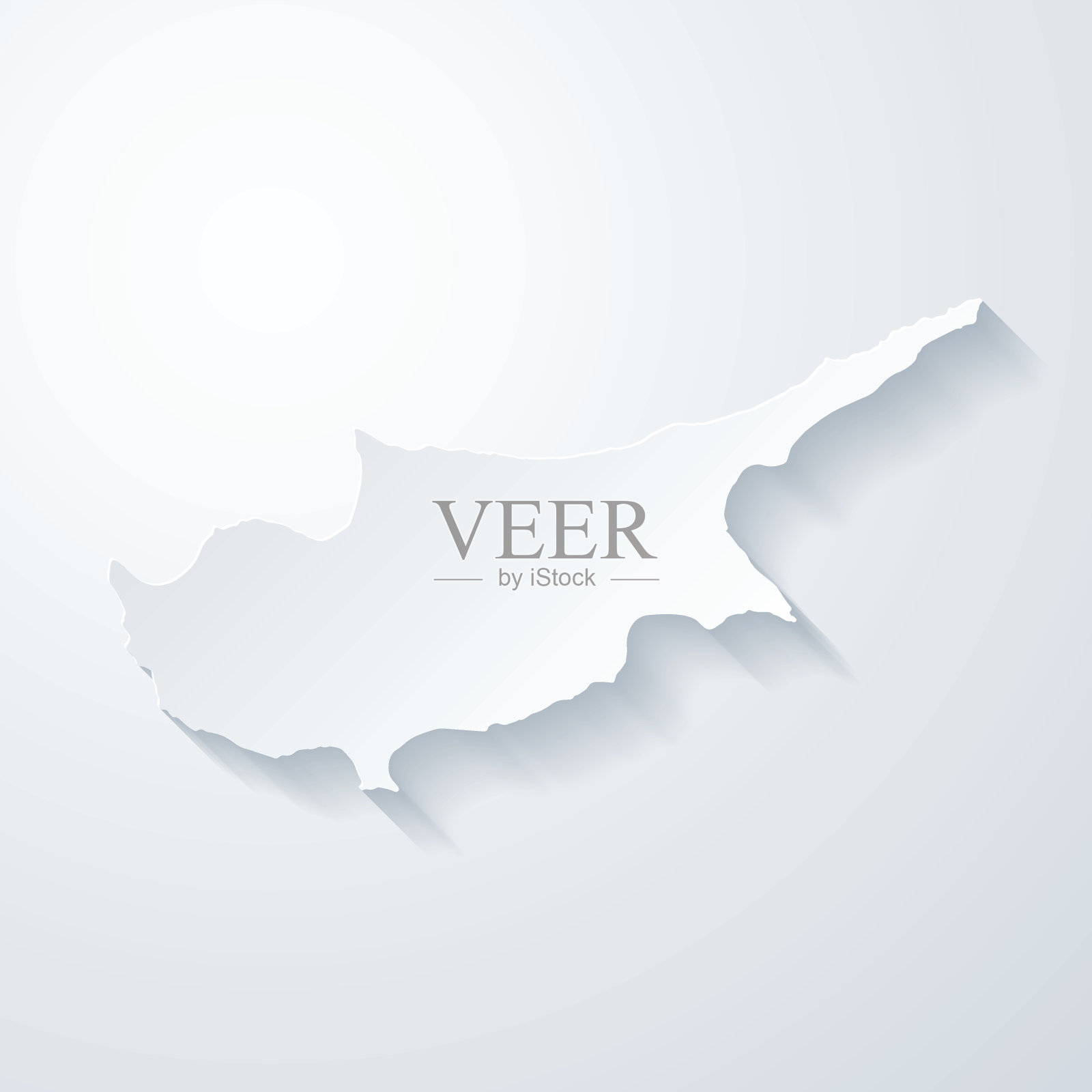 塞浦路斯地图与剪纸效果的空白背景插画图片素材