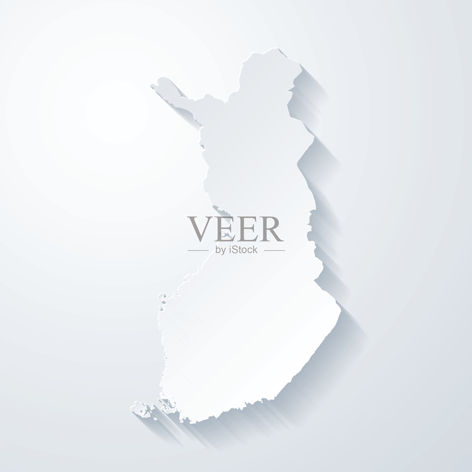 芬兰地图与剪纸效果的空白背景插画图片素材