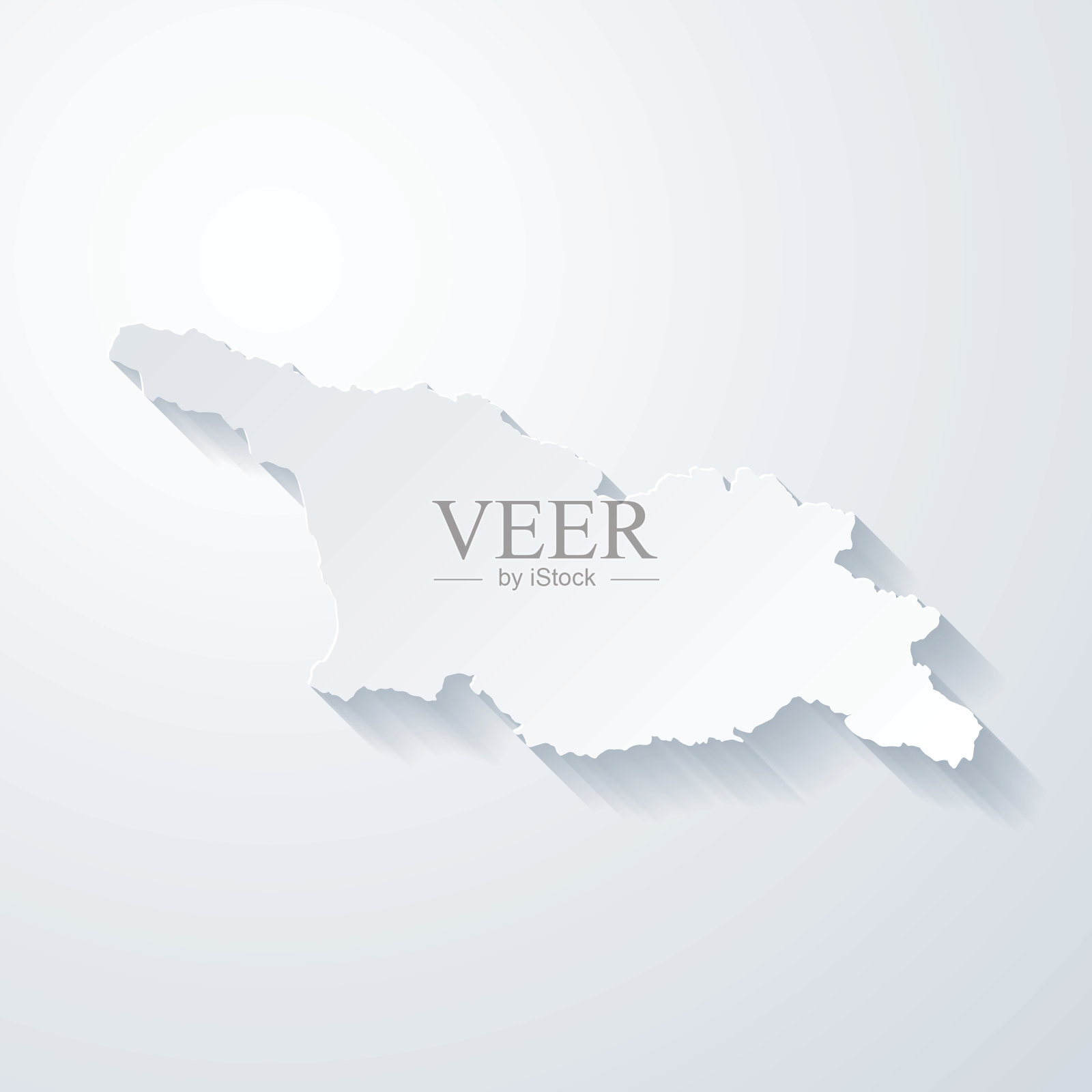 乔治亚地图与剪纸效果空白背景插画图片素材