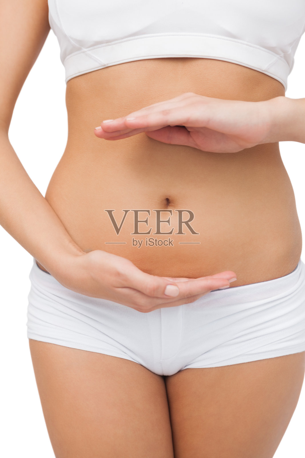 特写的苗条的女人呈现与她的手照片摄影图片