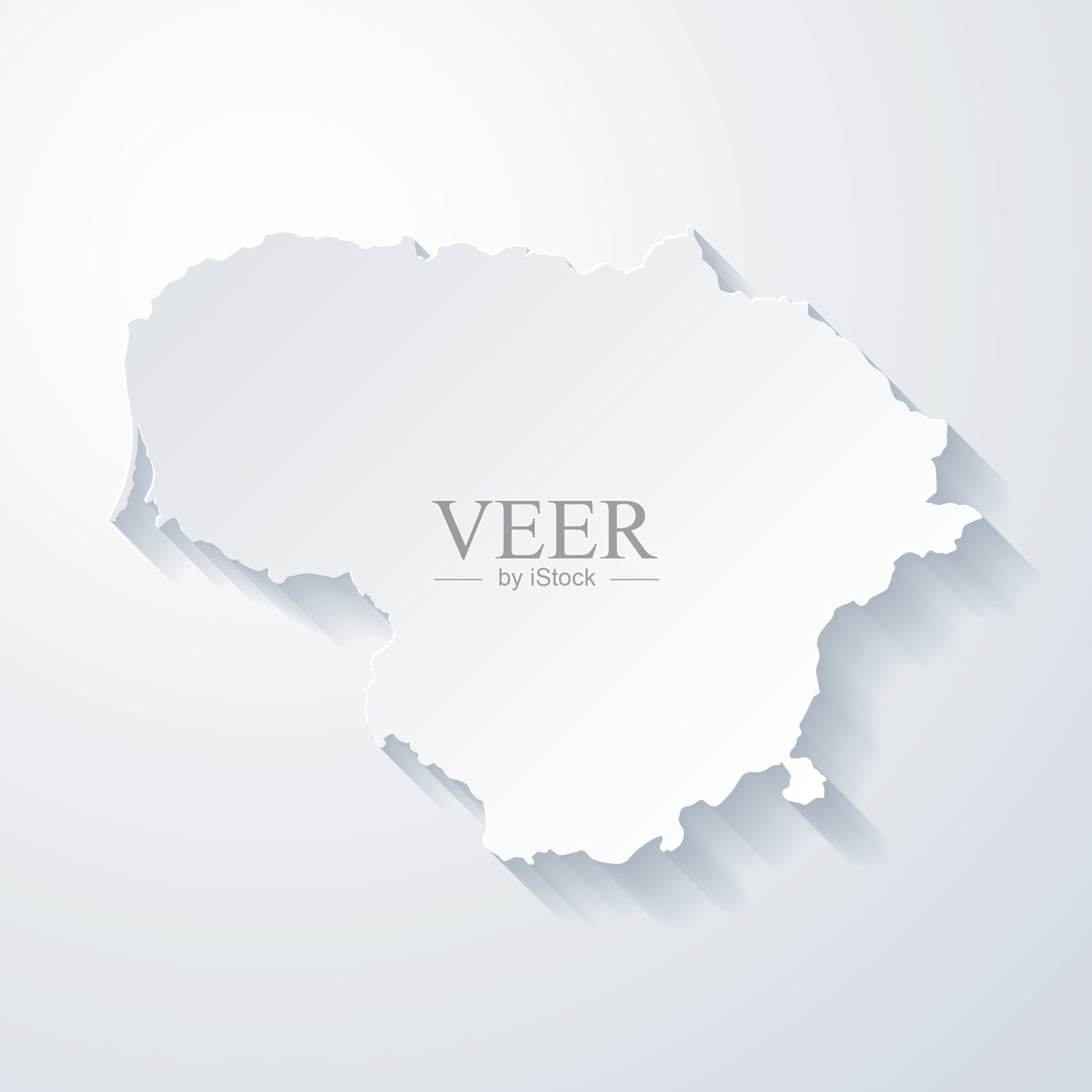 立陶宛地图与剪纸效果的空白背景插画图片素材