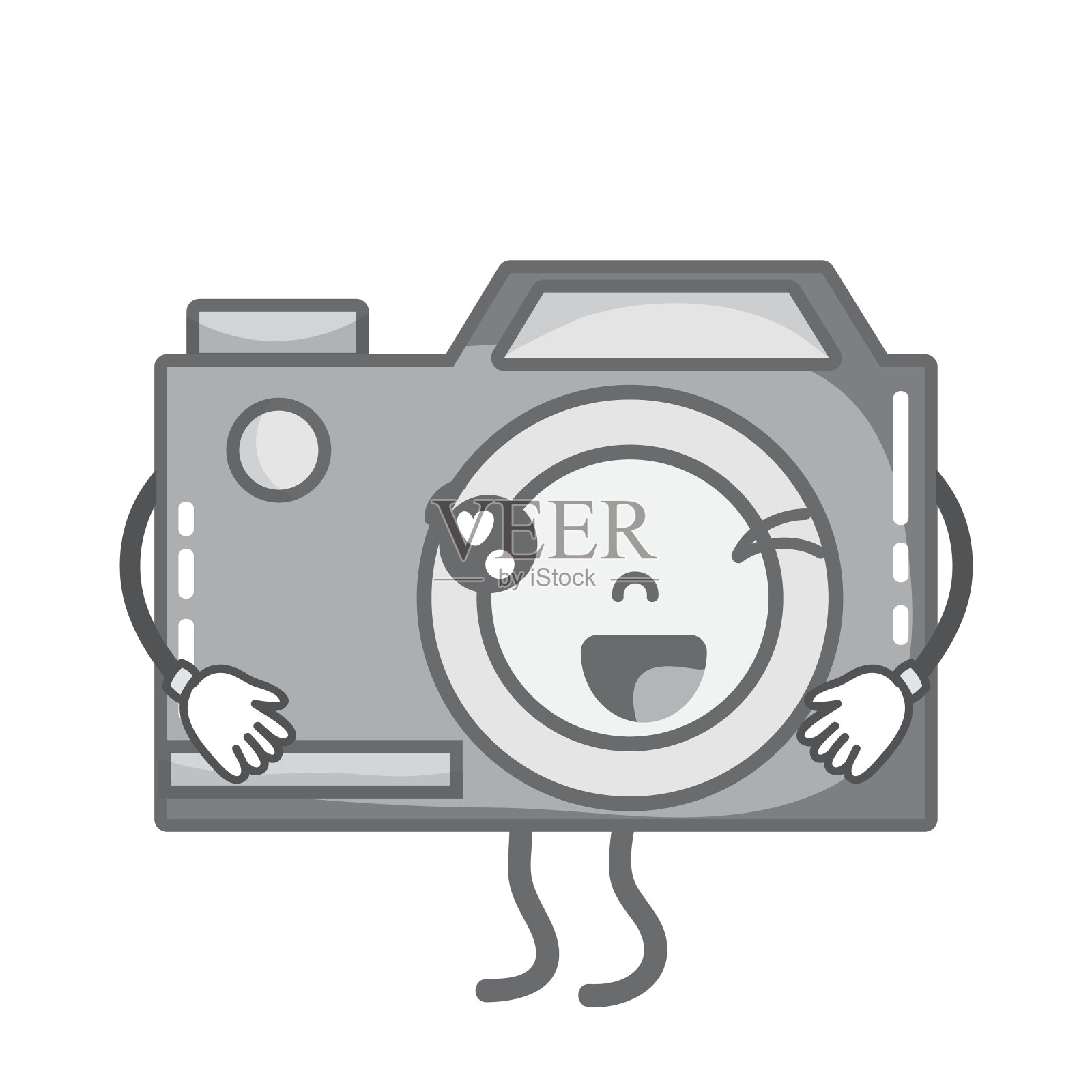 灰度卡哇伊可爱有趣的数码相机设计元素图片