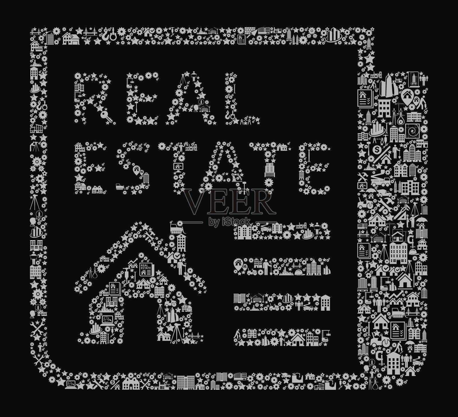 房地产广告建筑行业矢量图标模式插画图片素材