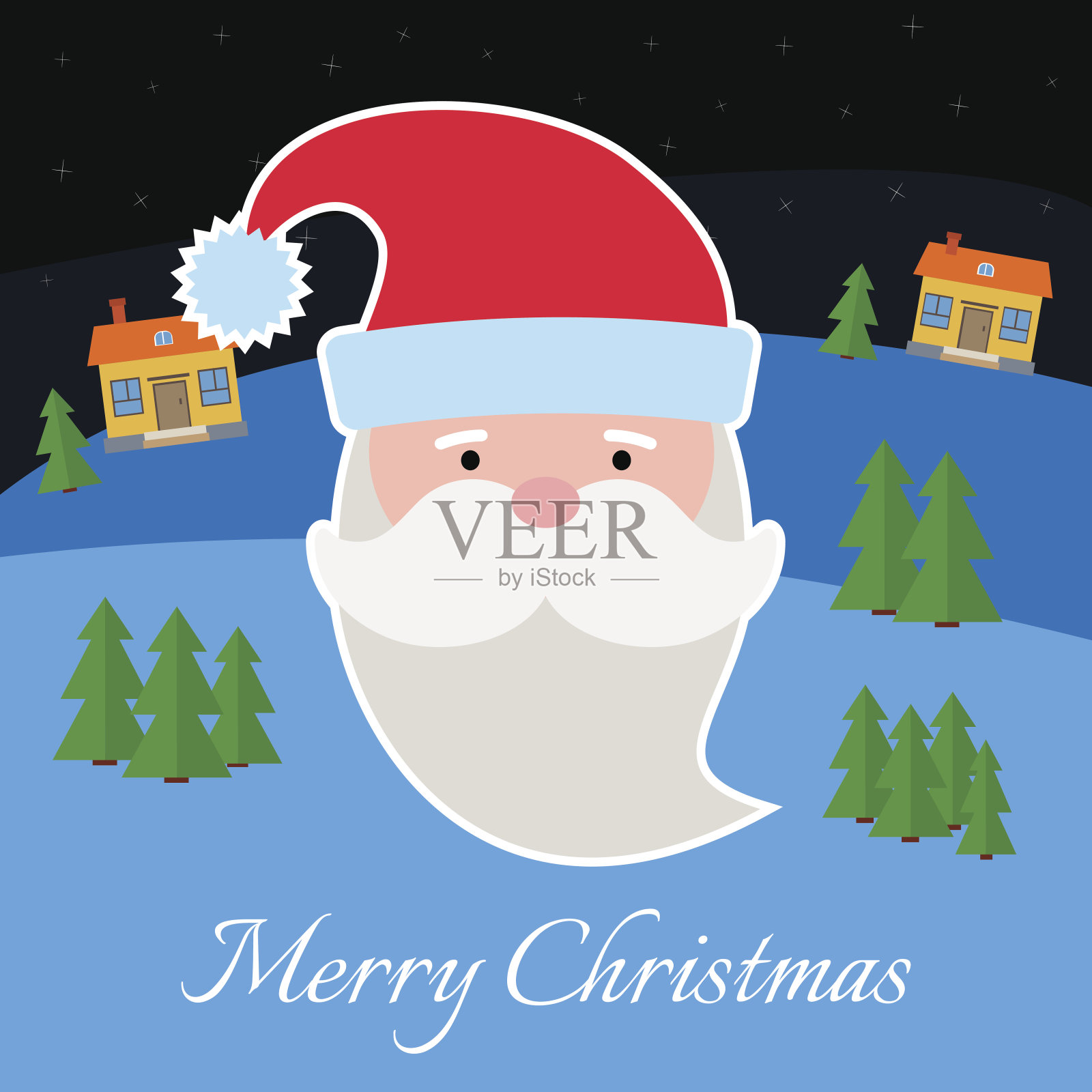 有圣诞老人的贺卡。插画图片素材