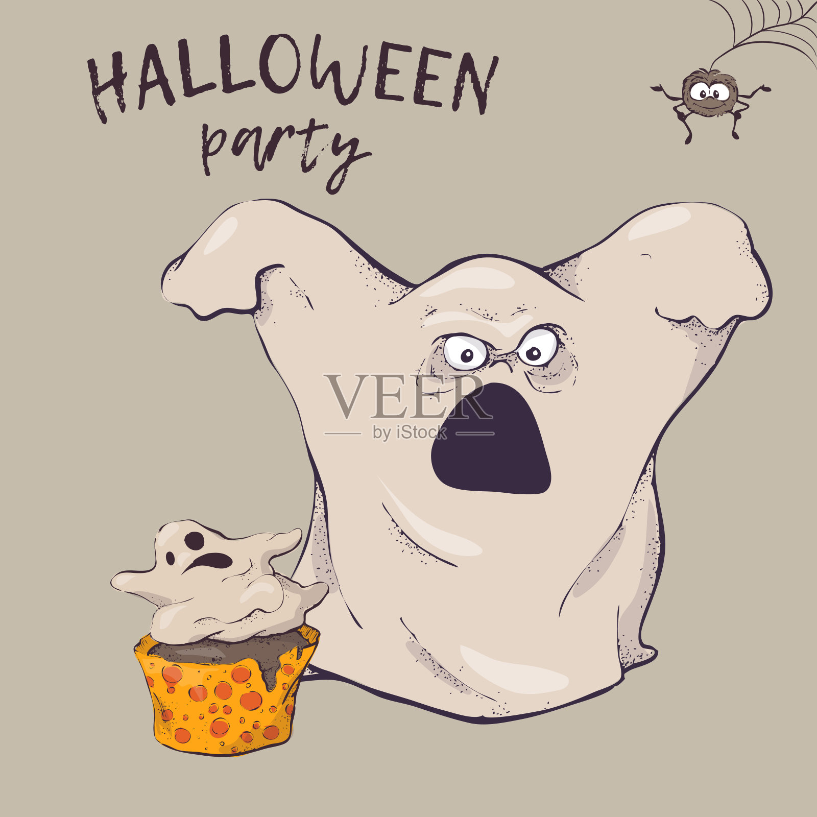 幽灵表情符号卡片矢量插画插画图片素材