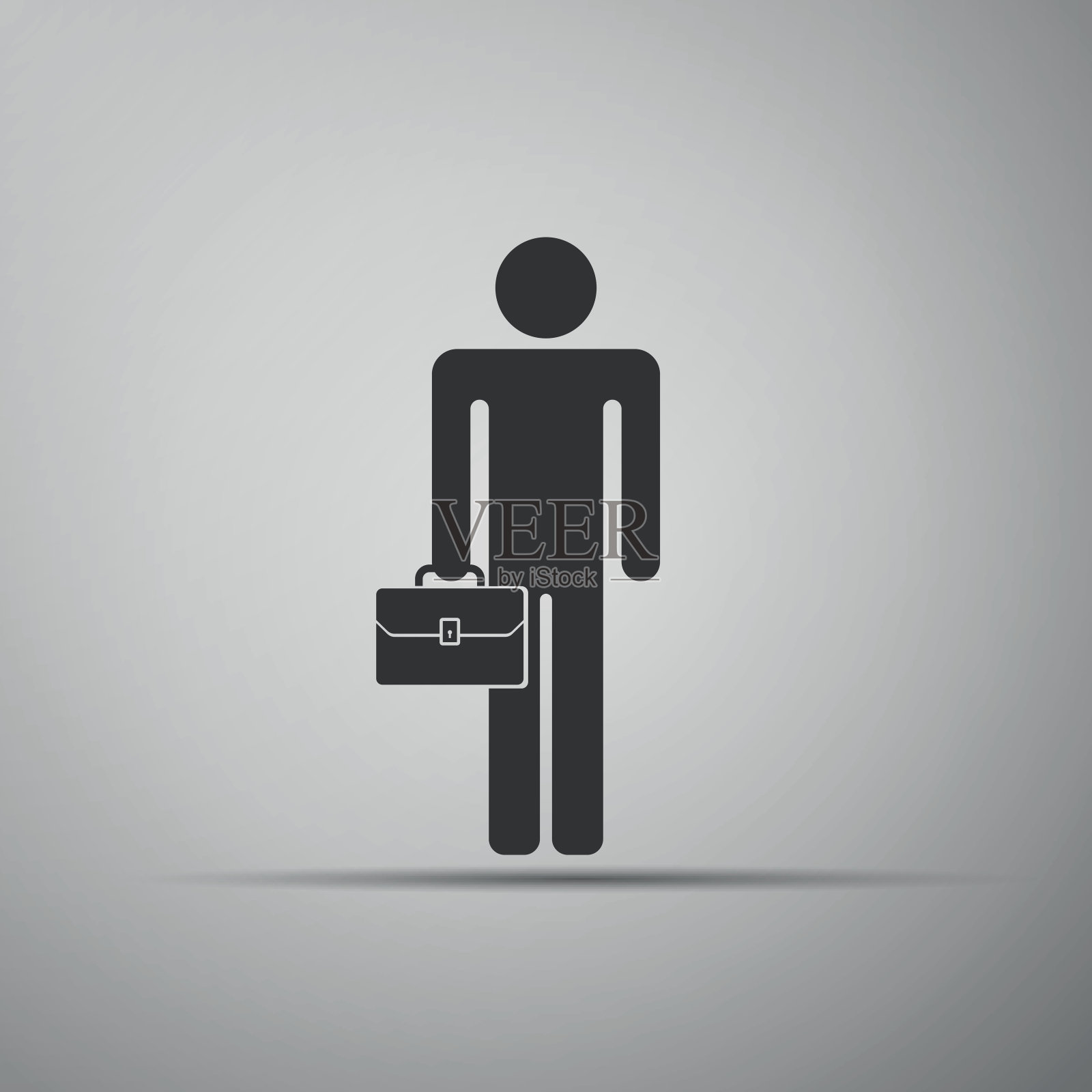商人与公文包图标孤立在灰色背景。平面设计。矢量图设计元素图片