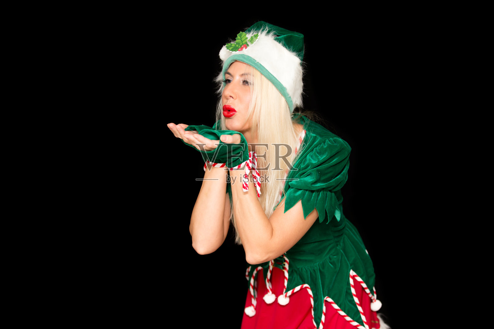 肖像美丽性感的女孩穿着圣诞服装照片摄影图片