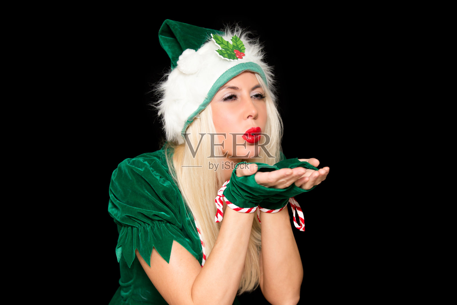 肖像美丽性感的女孩穿着圣诞服装照片摄影图片