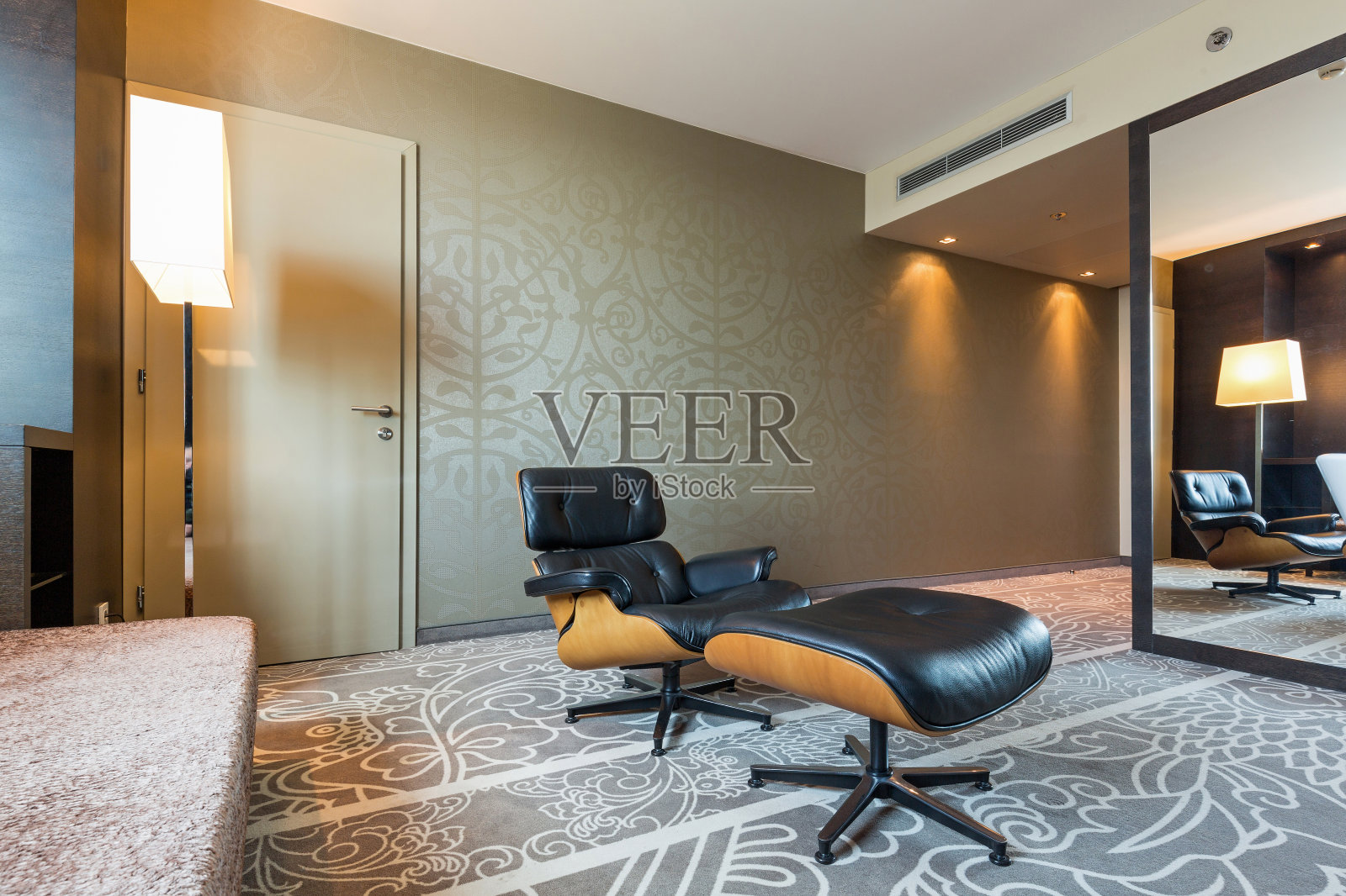 豪华酒店客房内饰照片摄影图片