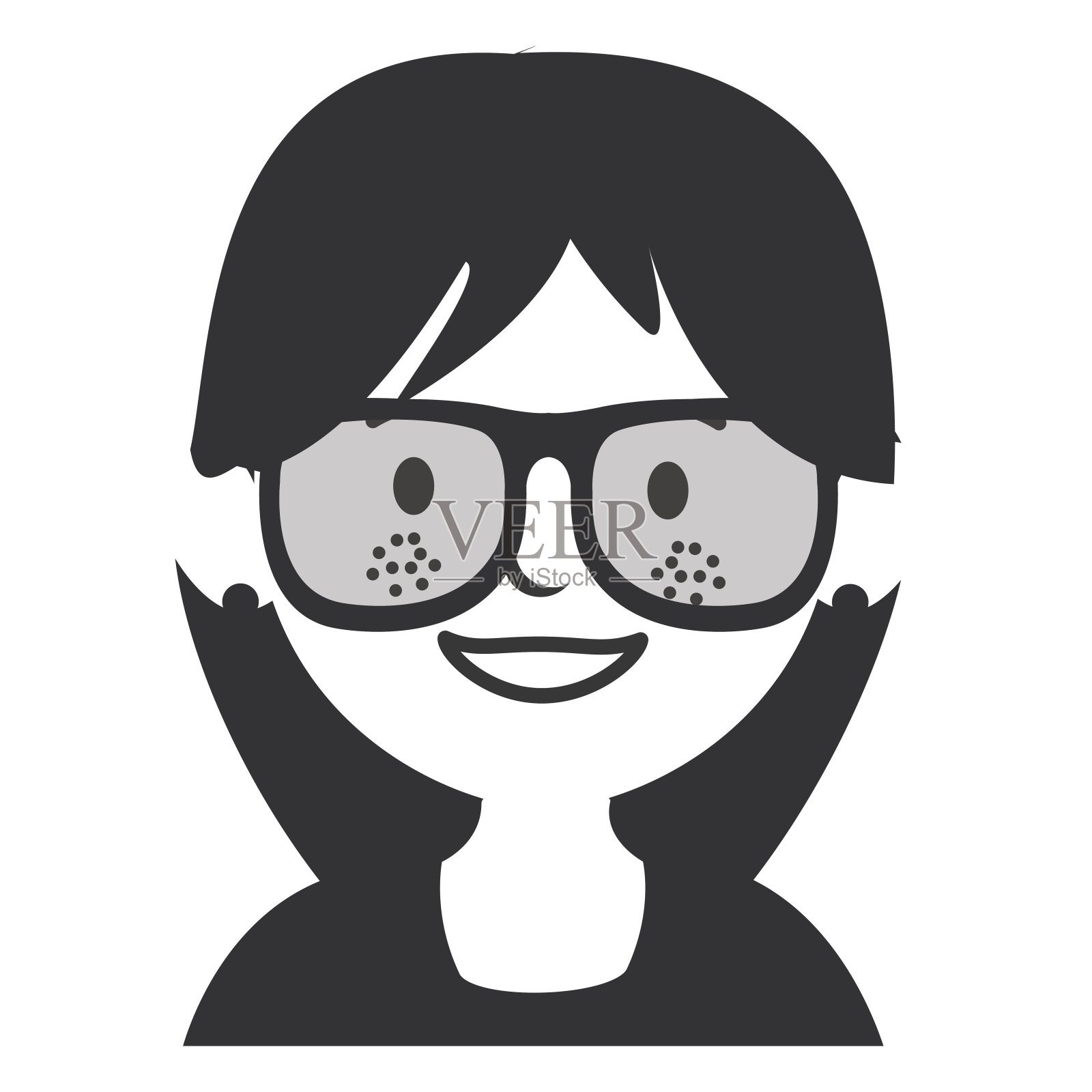 美丽的女人与眼镜的化身插画图片素材