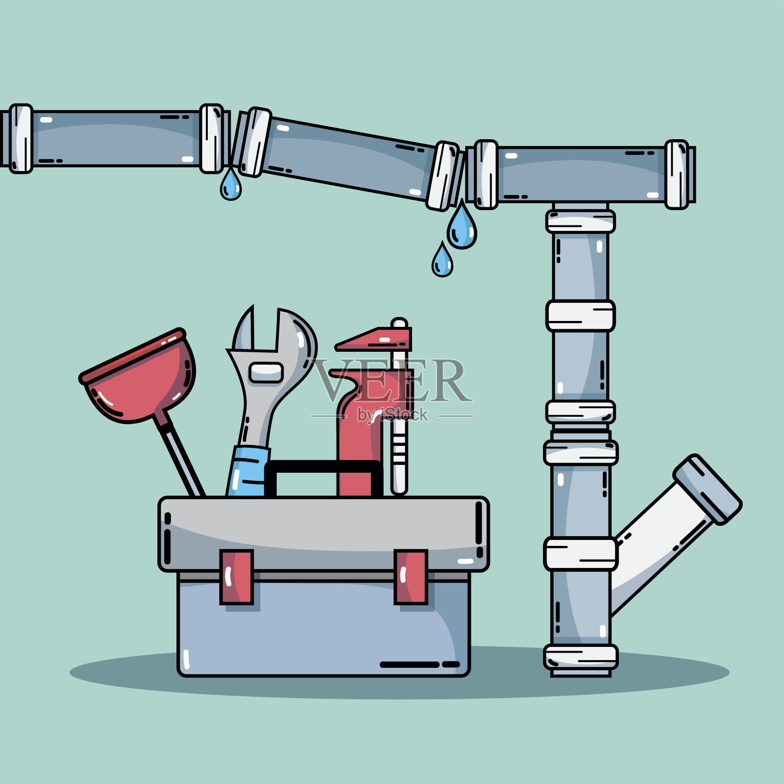 机械维修服务和工业建设插画图片素材