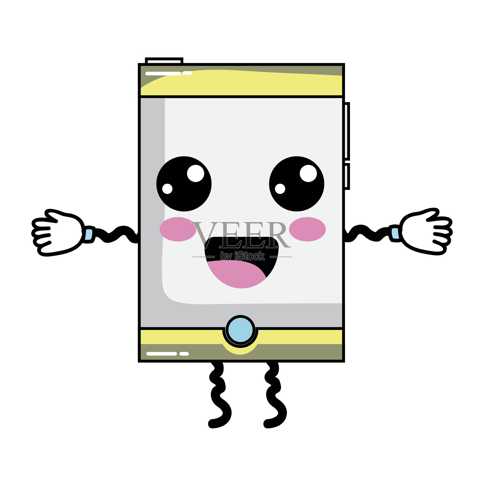 可爱快乐的智能手机技术插画图片素材