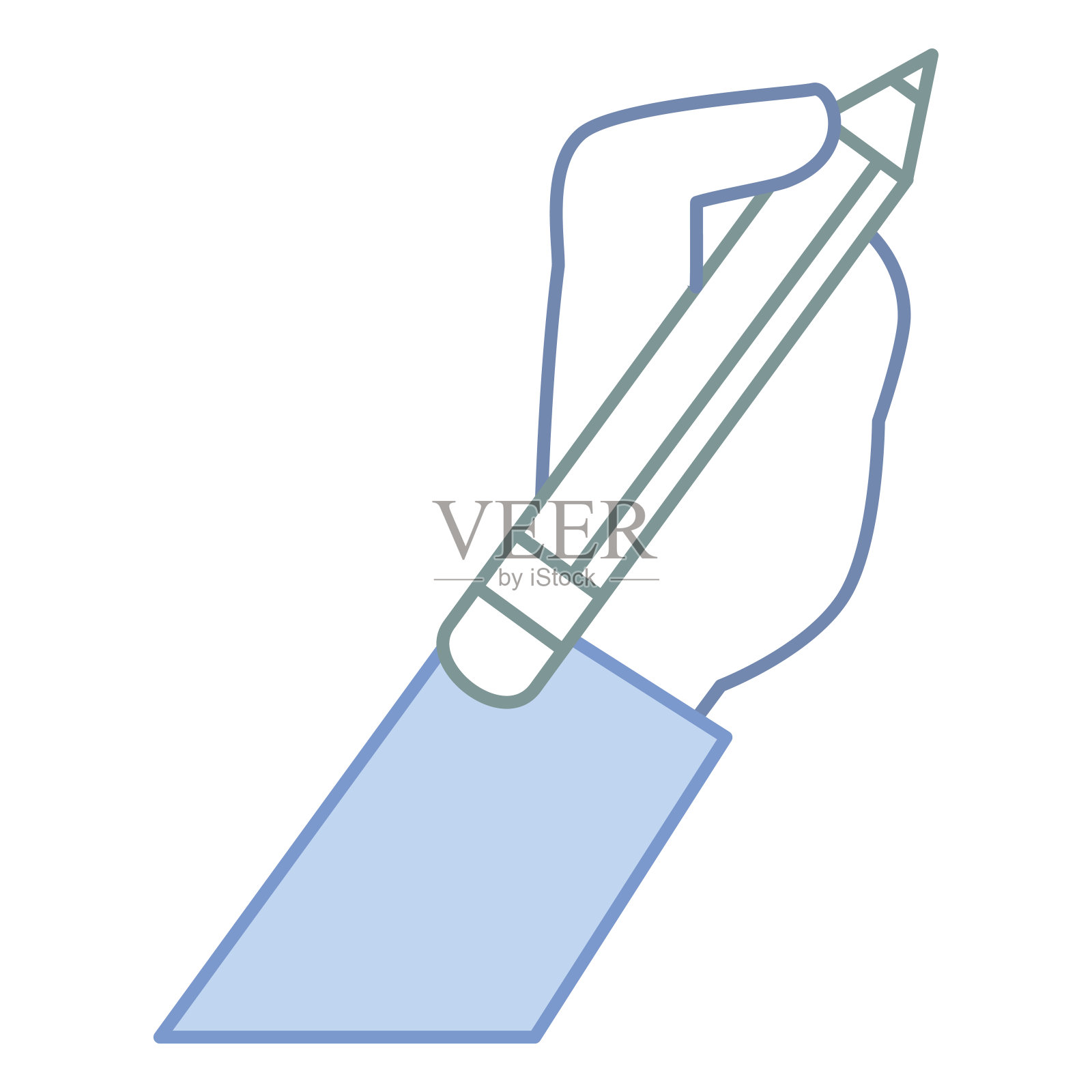 手人类用铅笔书写孤立图标插画图片素材