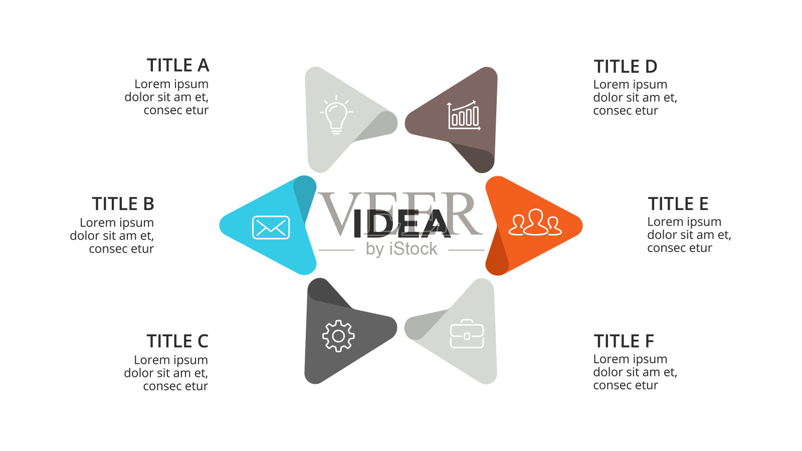 矢量圆箭头信息图，循环图，图形，演示图。经营理念，6个选项，零件，步骤，流程插画图片素材