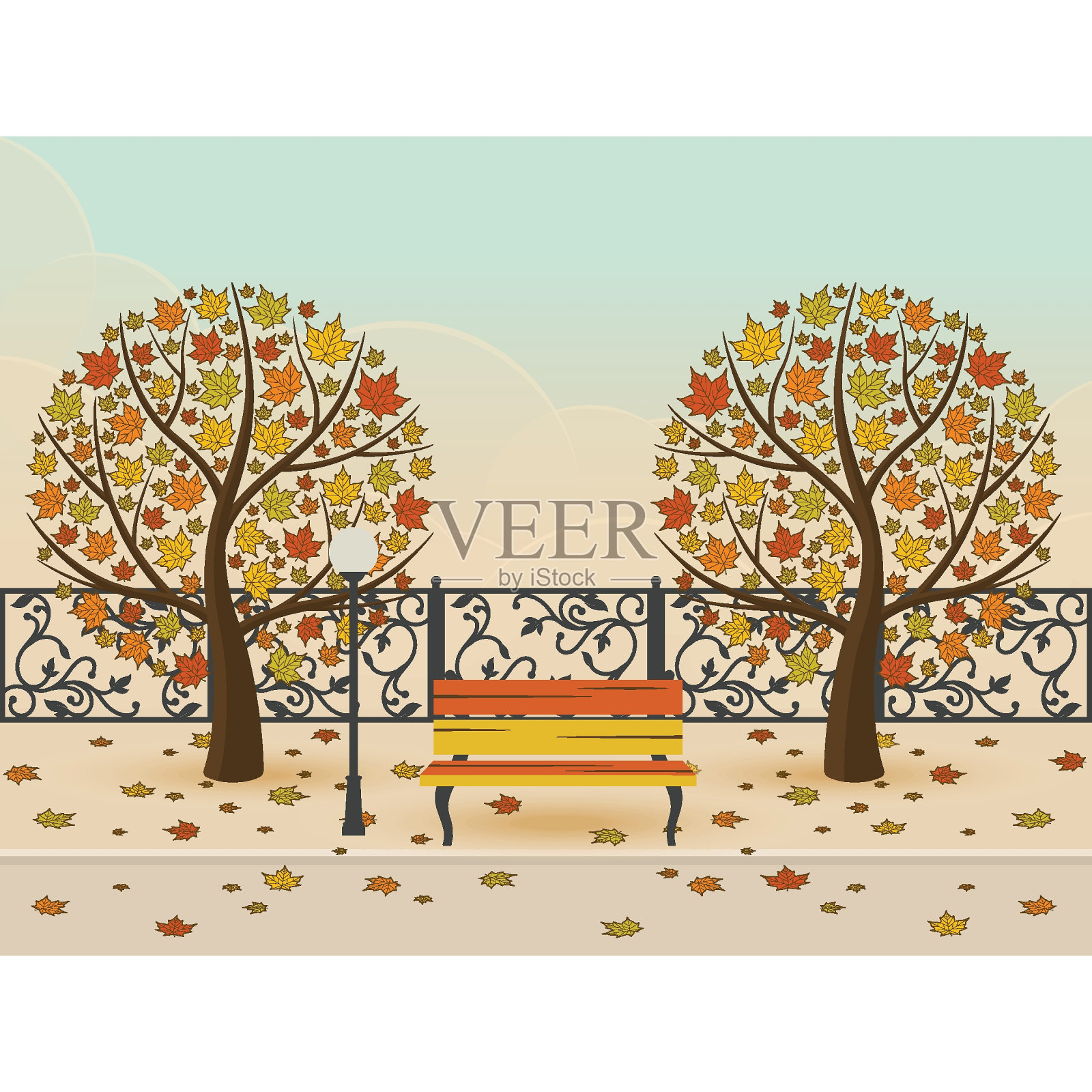 城市公园插画图片素材