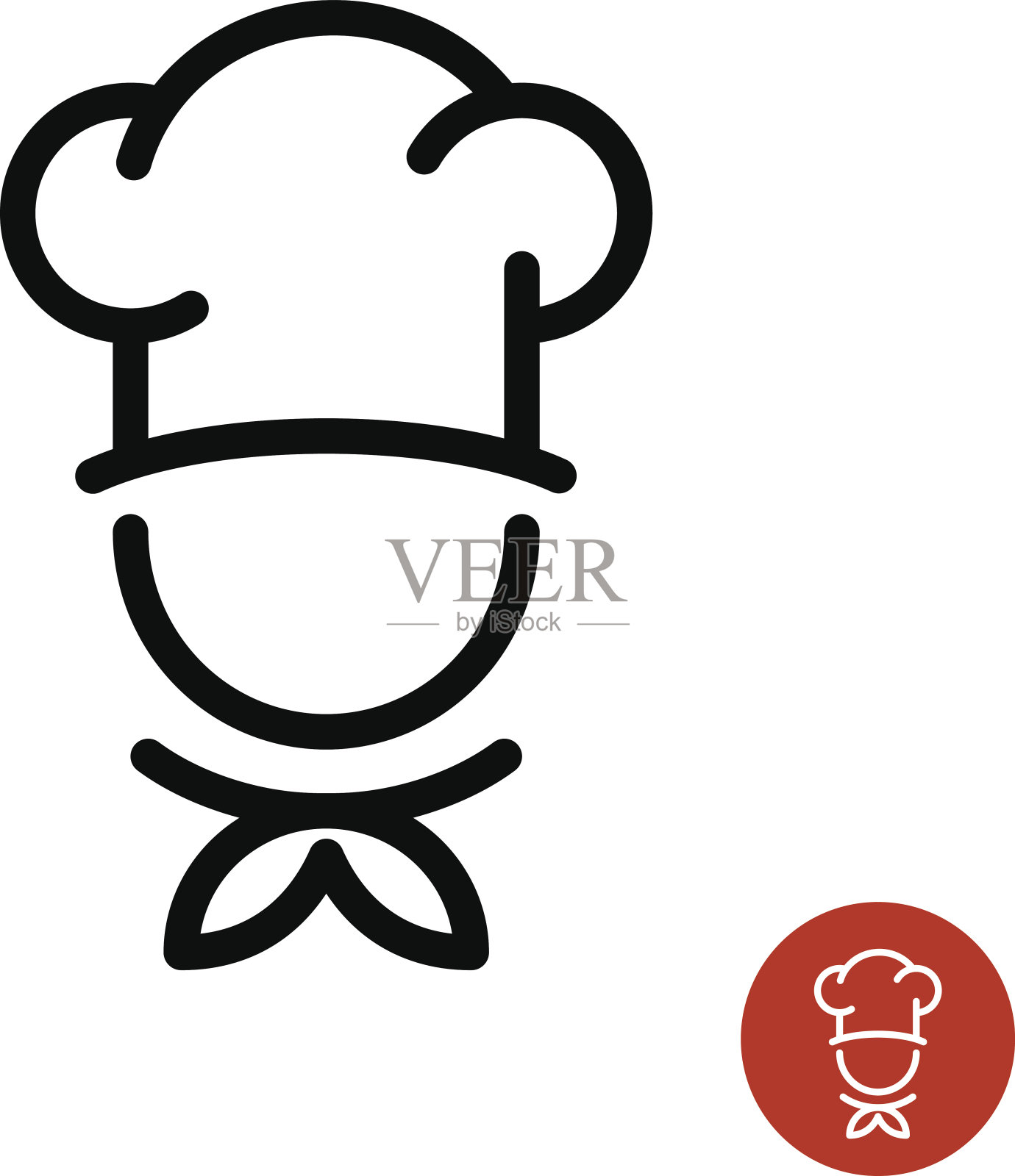 厨师在一个烹饪帽的轮廓符号。插画图片素材