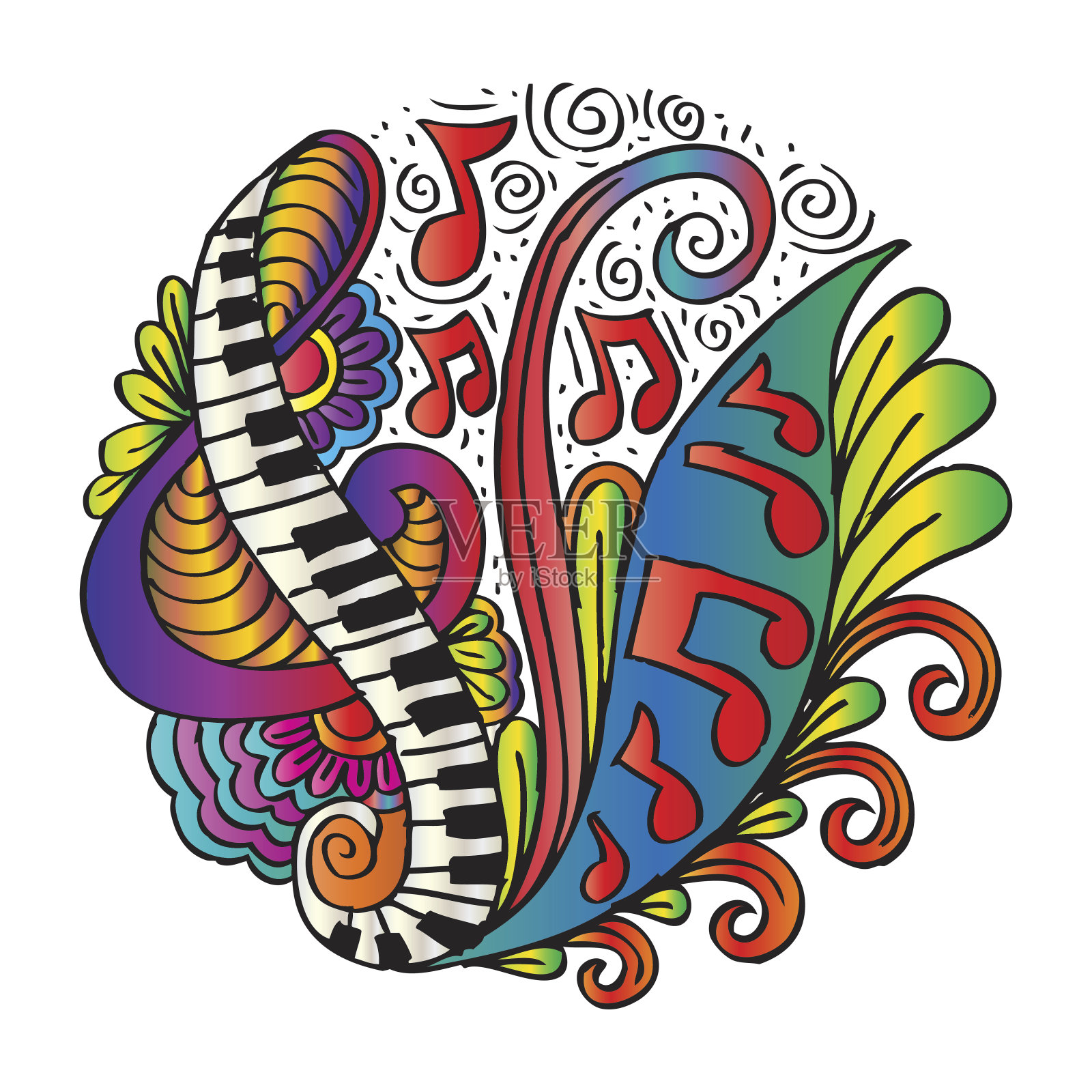 带有高音谱号的音乐背景插画图片素材