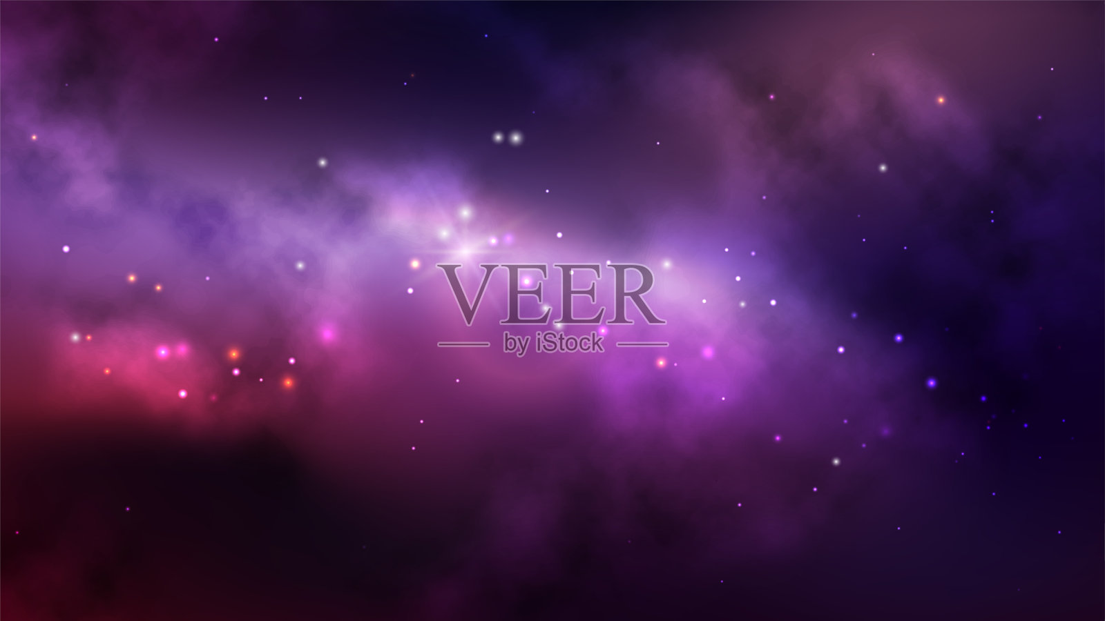 有彩色星云和明亮恒星的太空背景插画图片素材