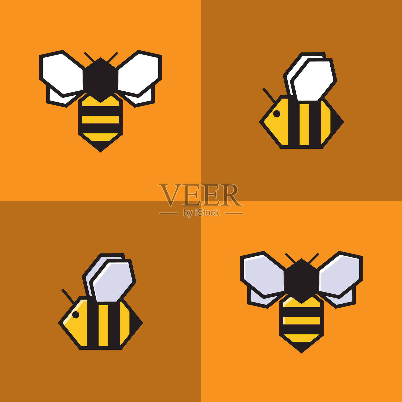 蜜蜂图标卡通平面设计大纲设计元素图片